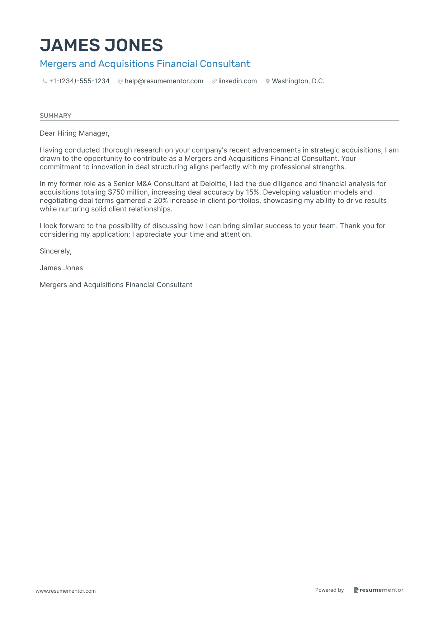 Mergers and Acquisitions Financial Consultant