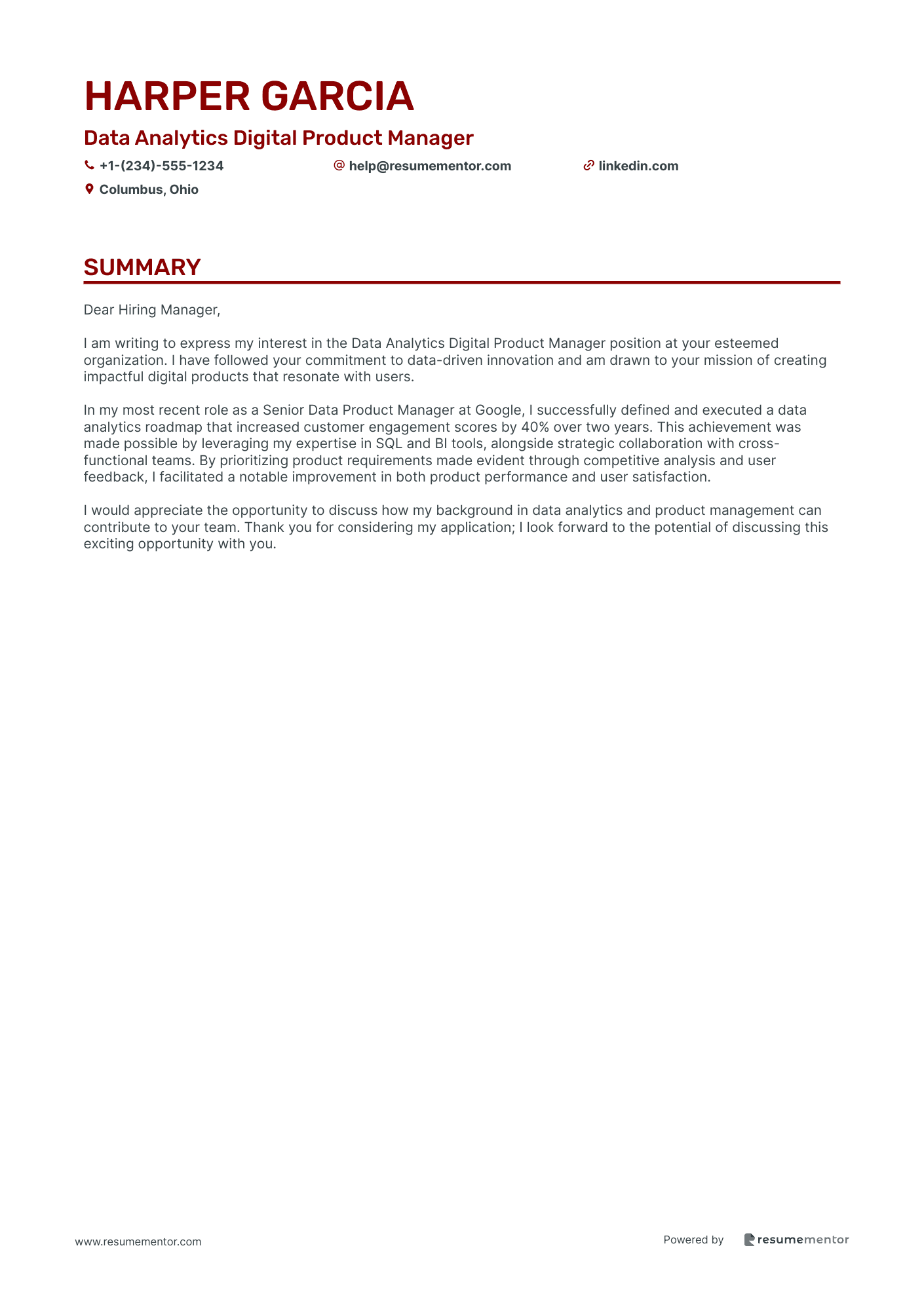 Data Analytics Digital Product Manager