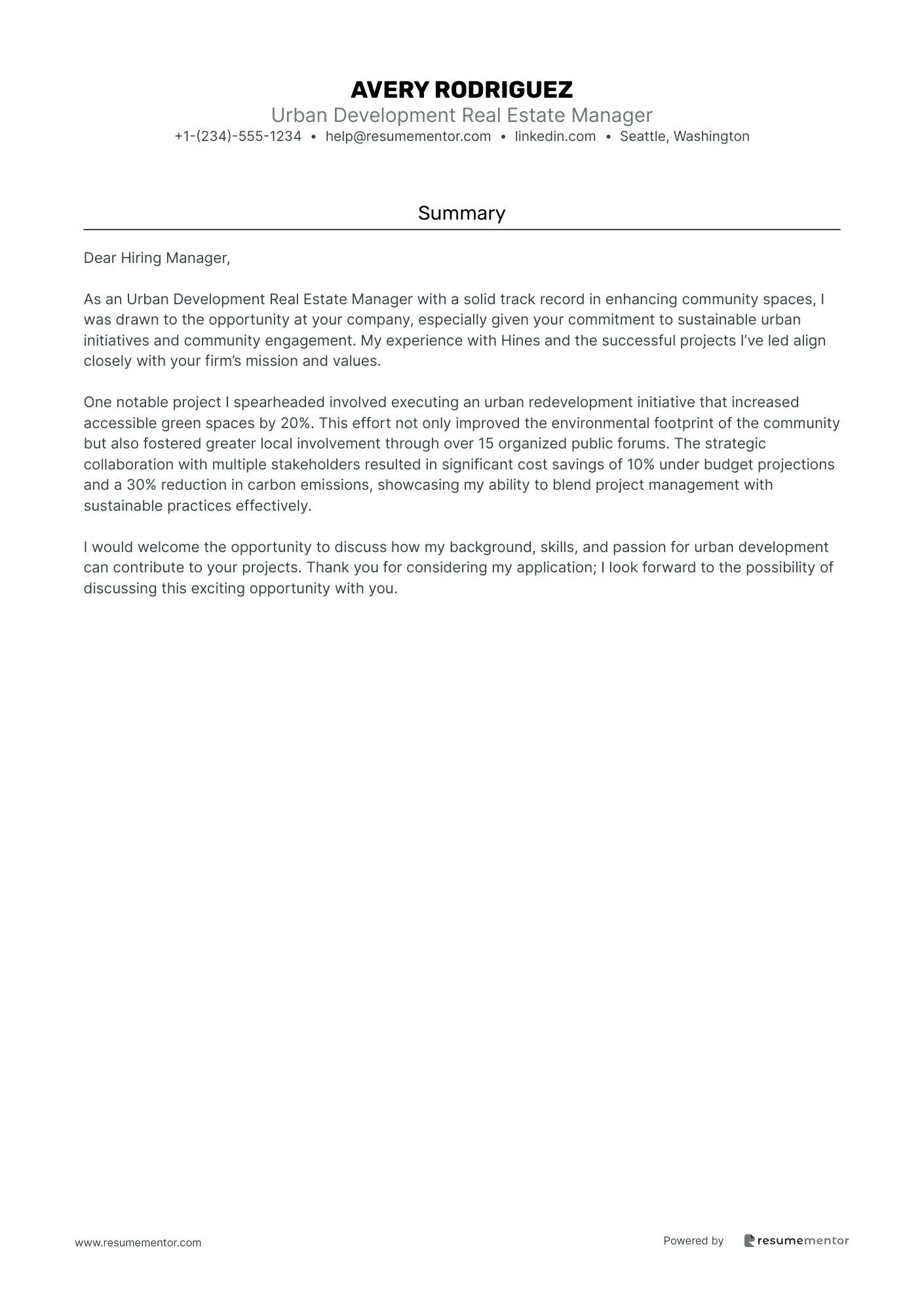 Urban Development Real Estate Manager