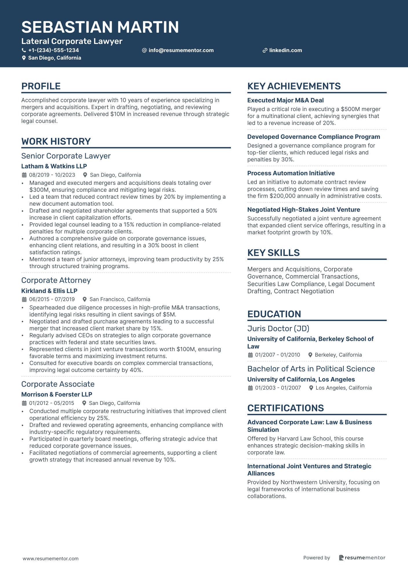 Lateral Corporate Lawyer