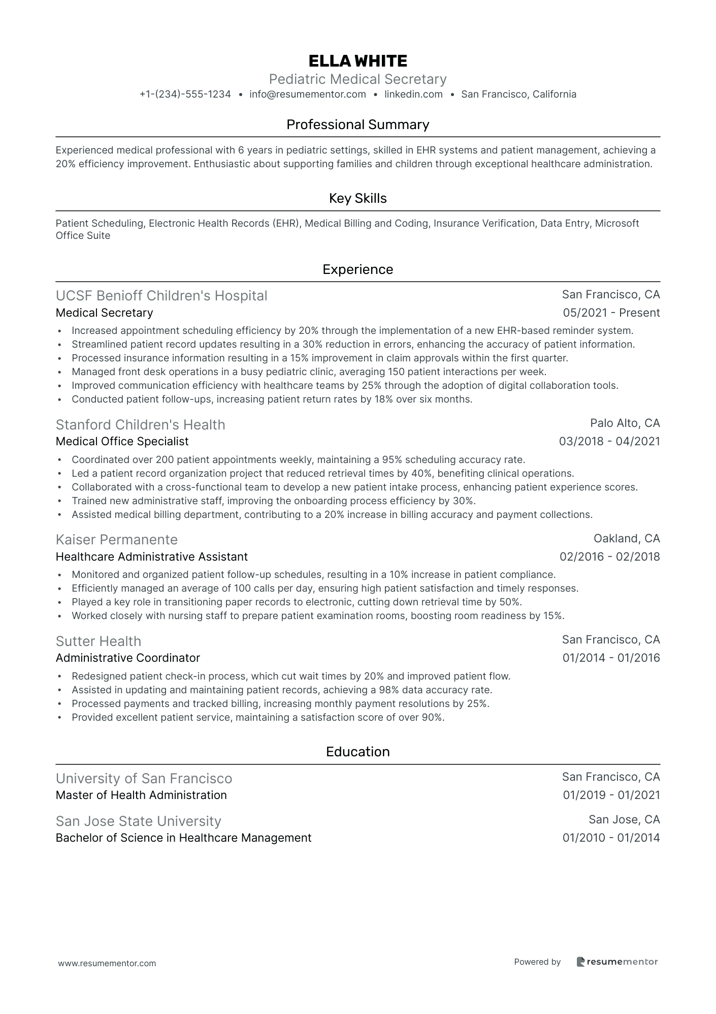 Pediatric Medical Secretary