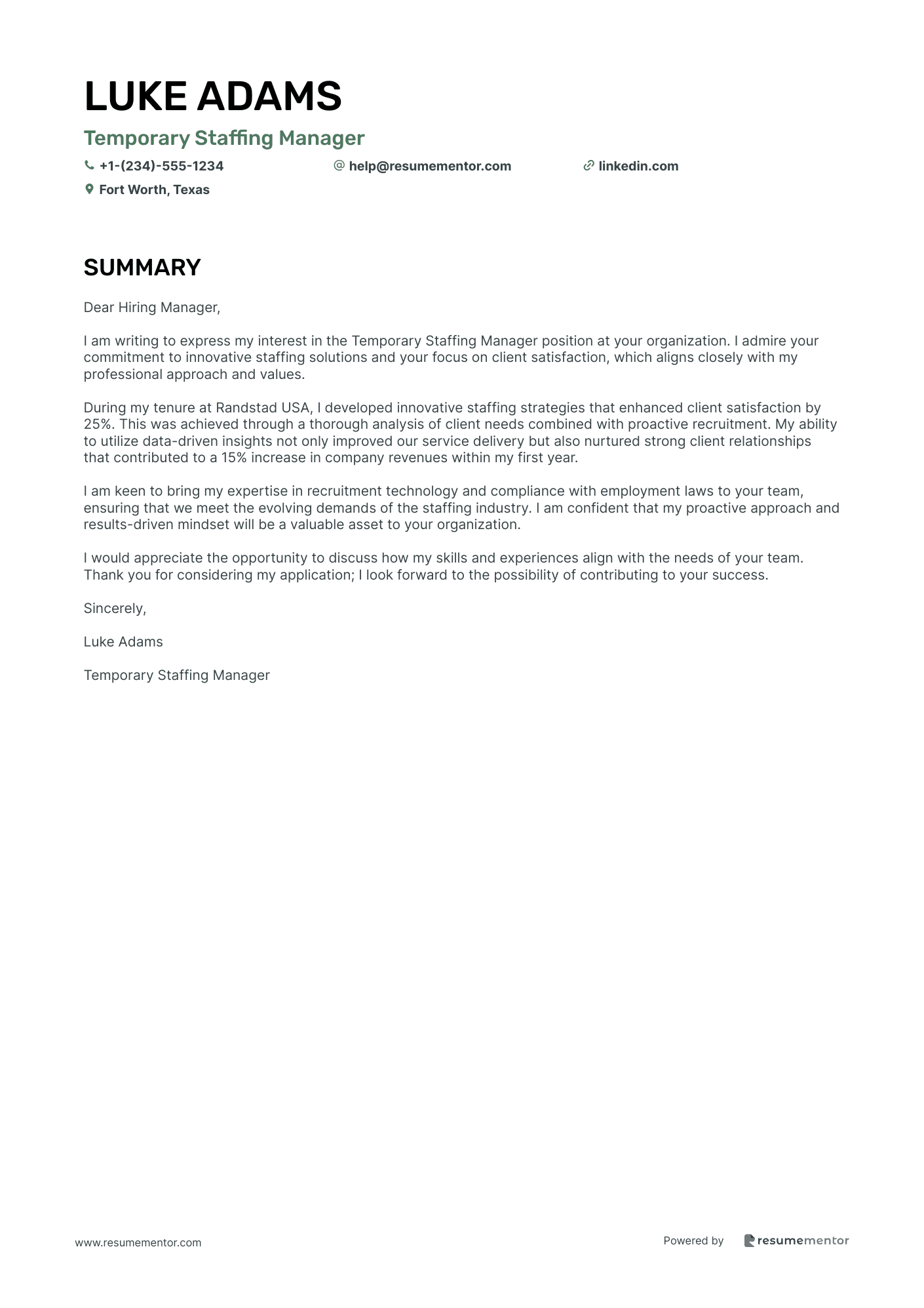Temporary Staffing Manager