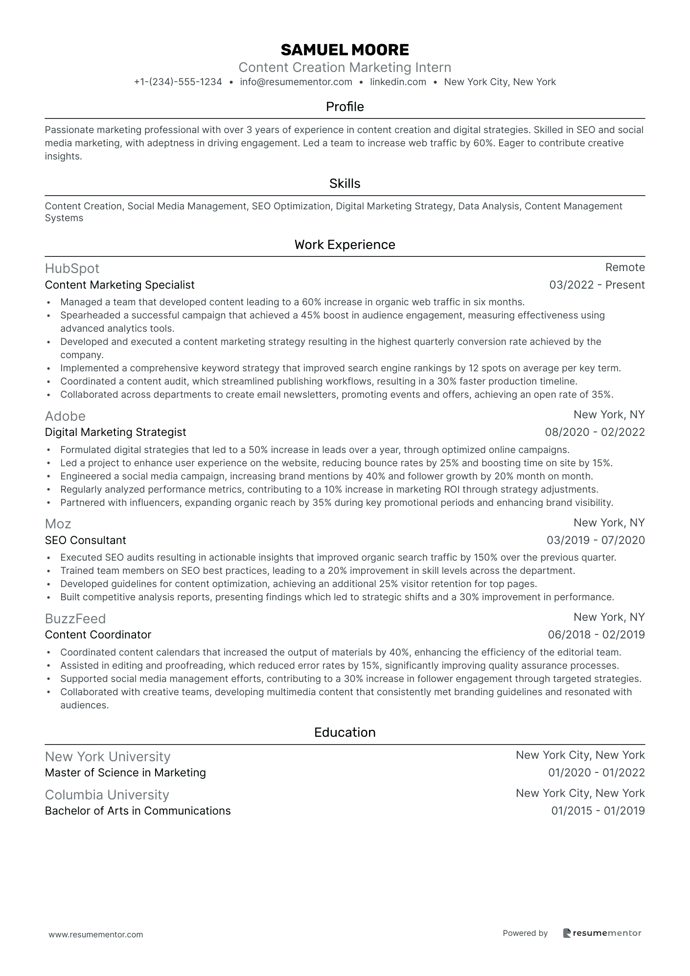 Content Creation Marketing Intern