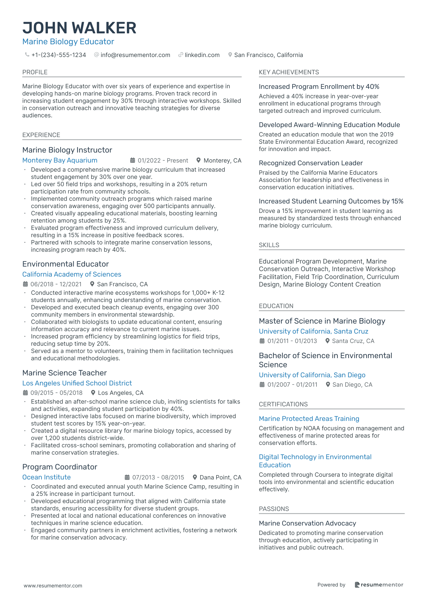 Marine Biology Educator