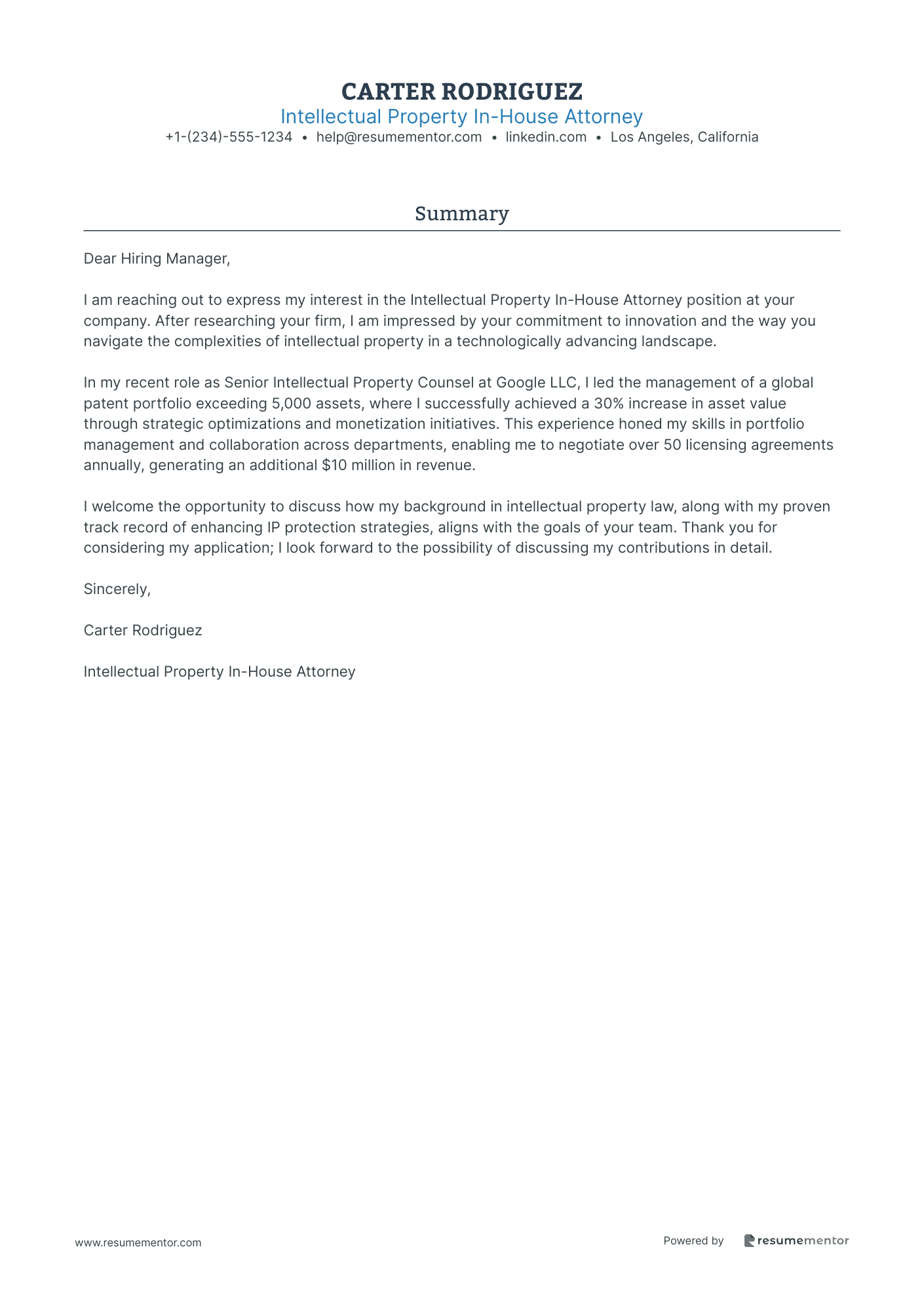 Intellectual Property In House Attorney