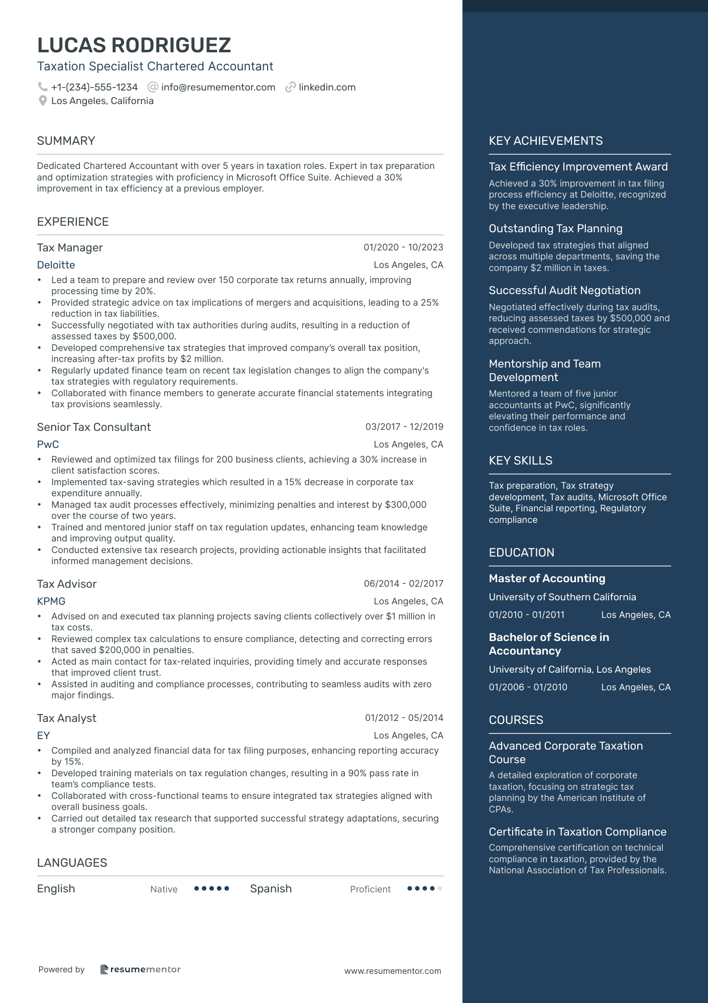 Taxation Specialist Chartered Accountant