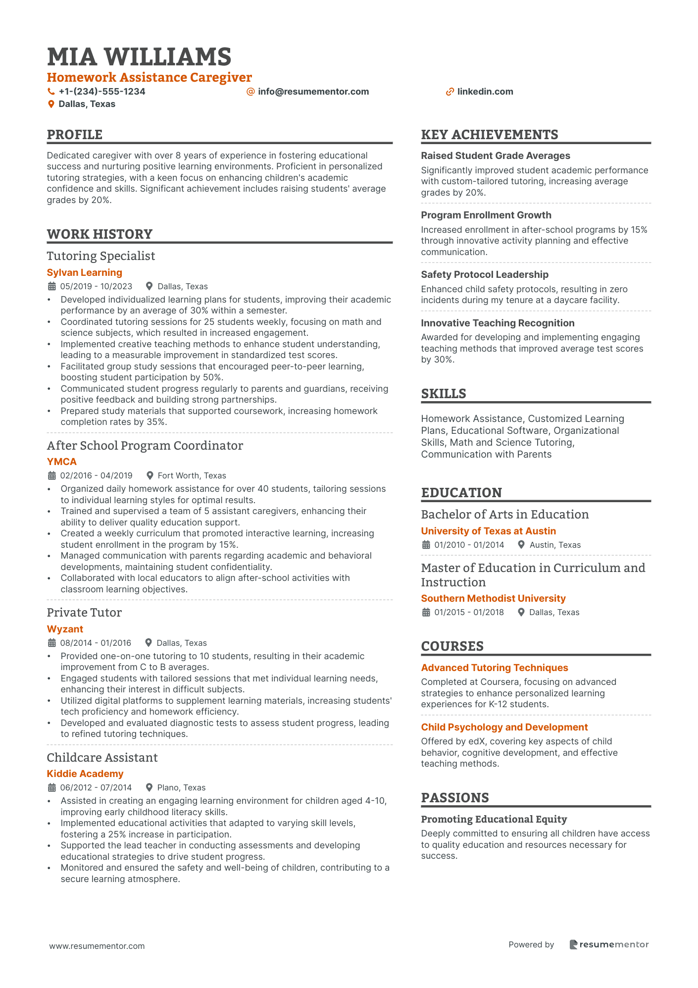 Homework Assistance Caregiver