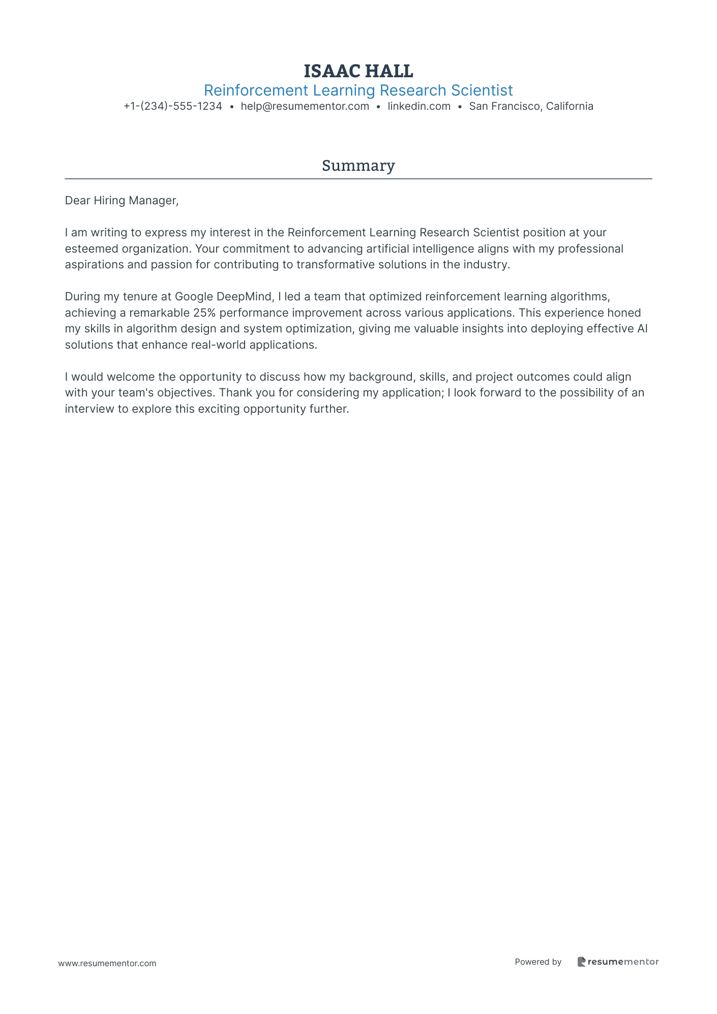 Reinforcement Learning Research Scientist