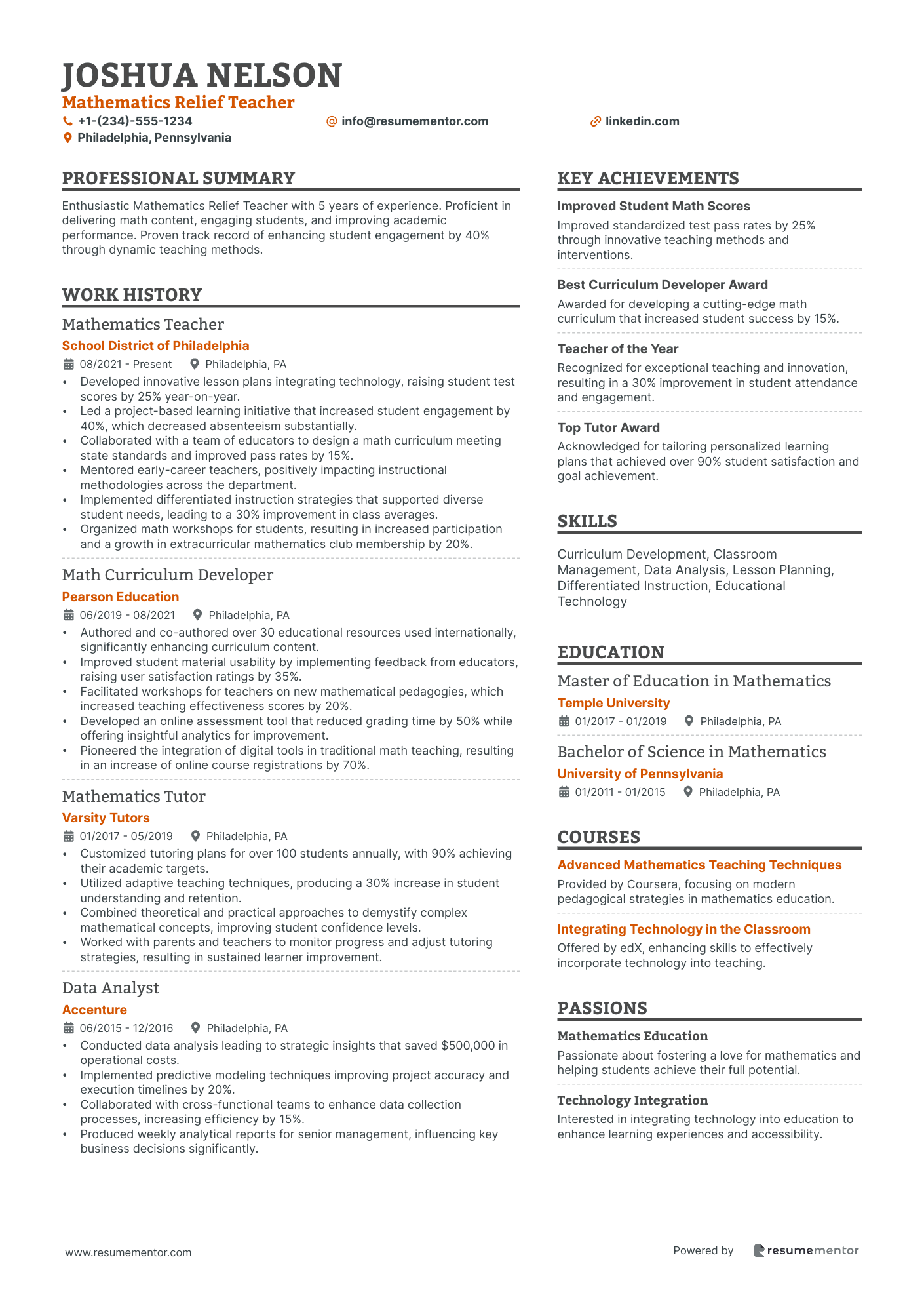 Mathematics Relief Teacher
