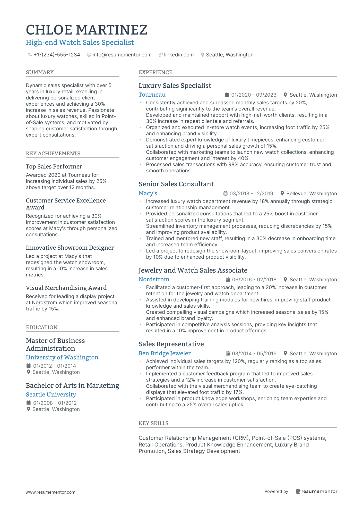 High end Watch Sales Specialist