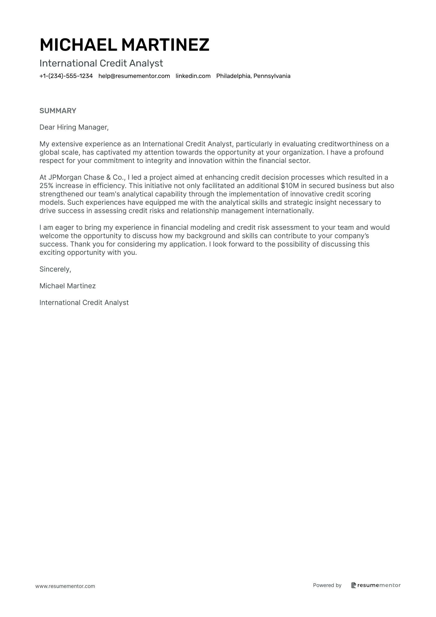 International Credit Analyst