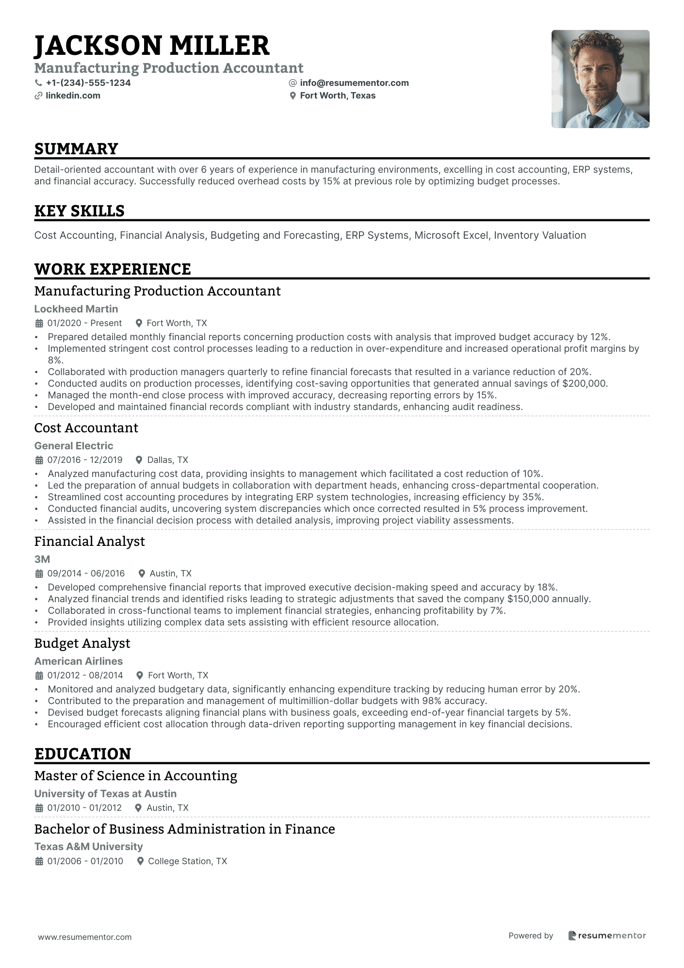 Manufacturing Production Accountant