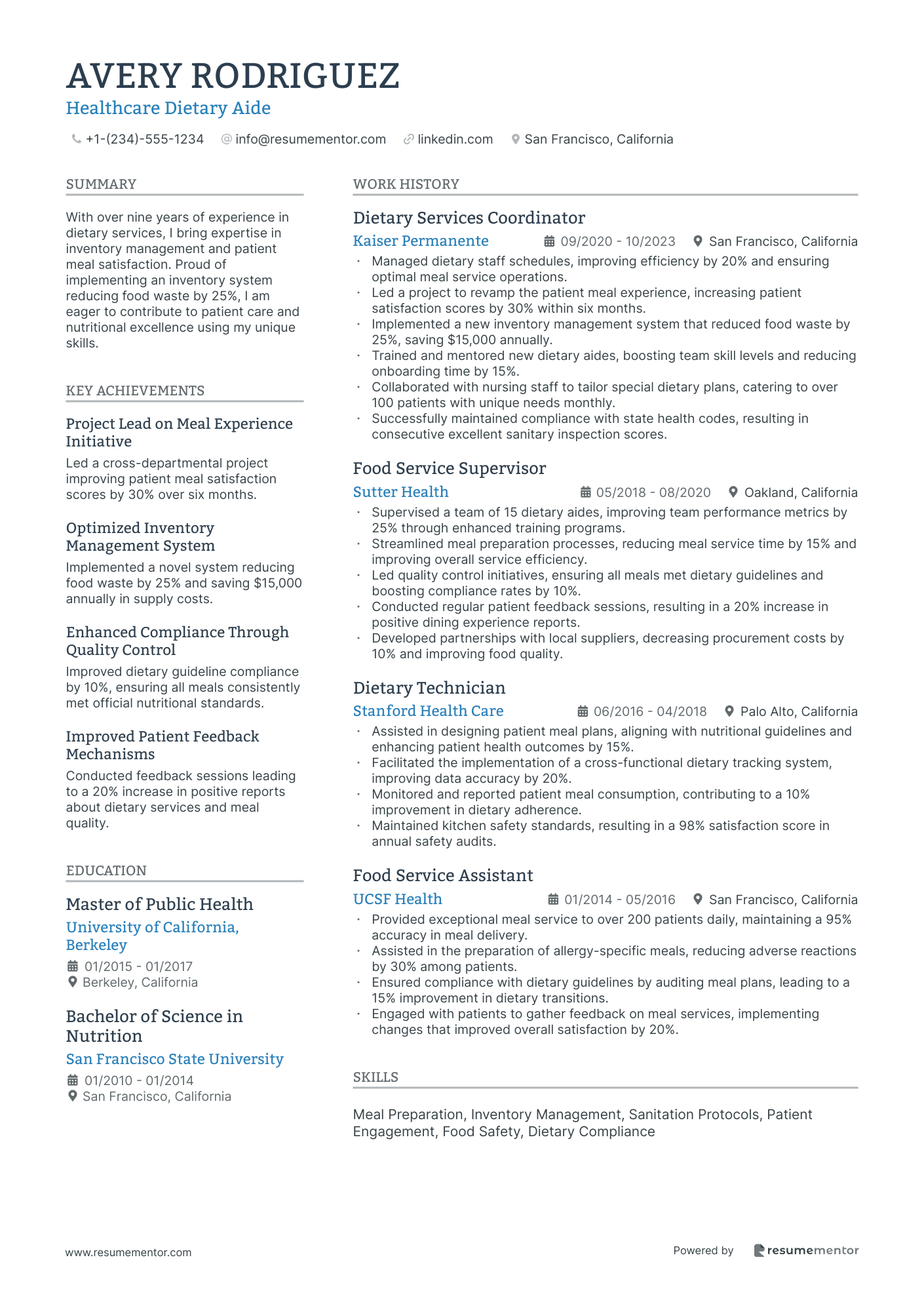 Healthcare Dietary Aide