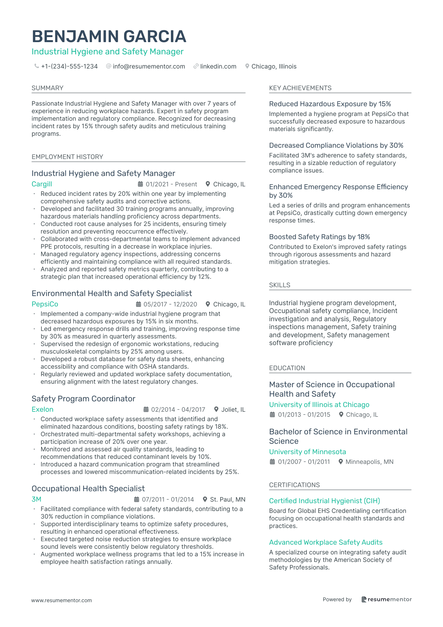 Industrial Hygiene and Safety Manager