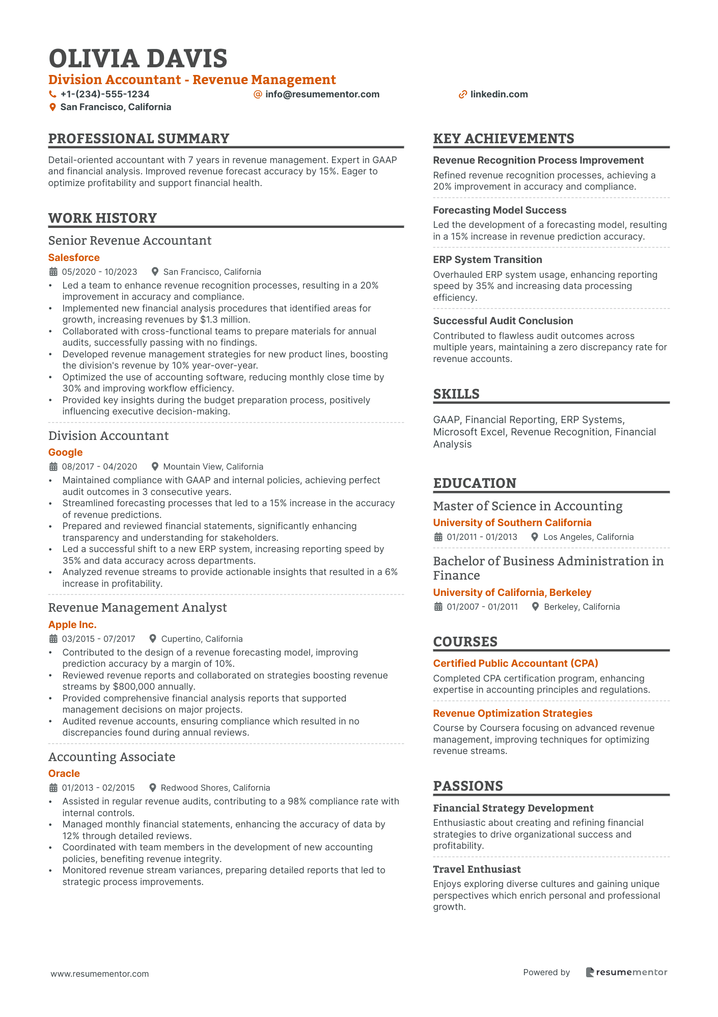 Division Accountant   Revenue Management