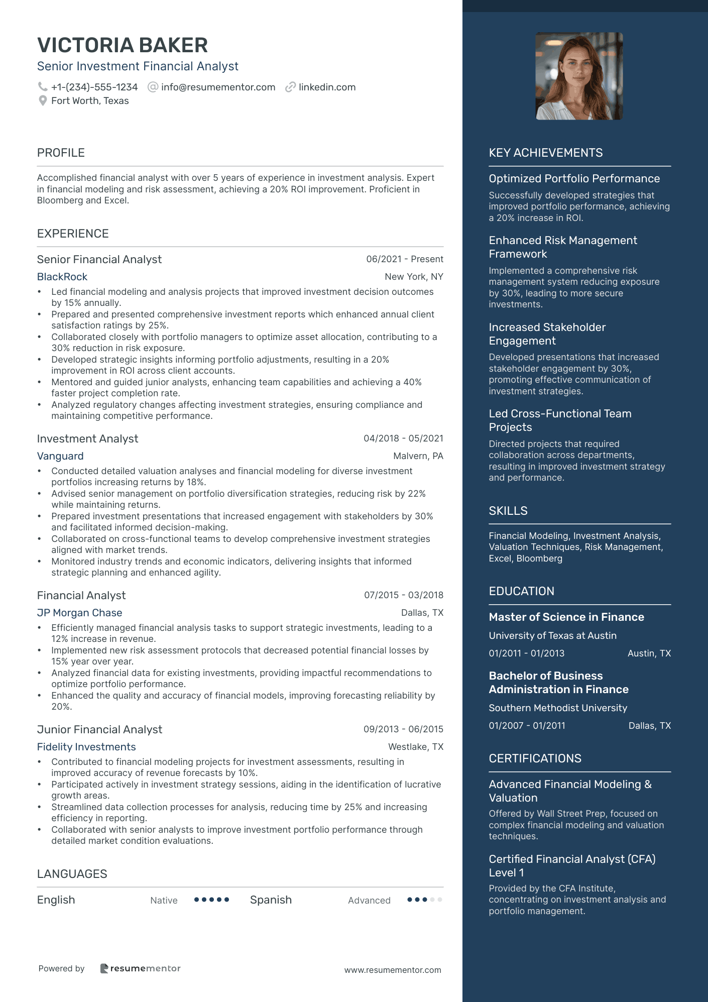 Senior Investment Financial Analyst