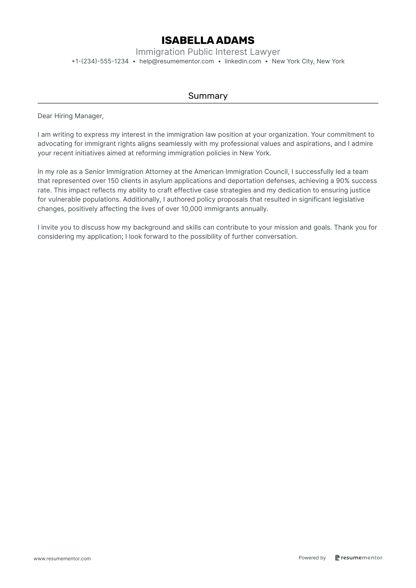 Immigration Public Interest Lawyer