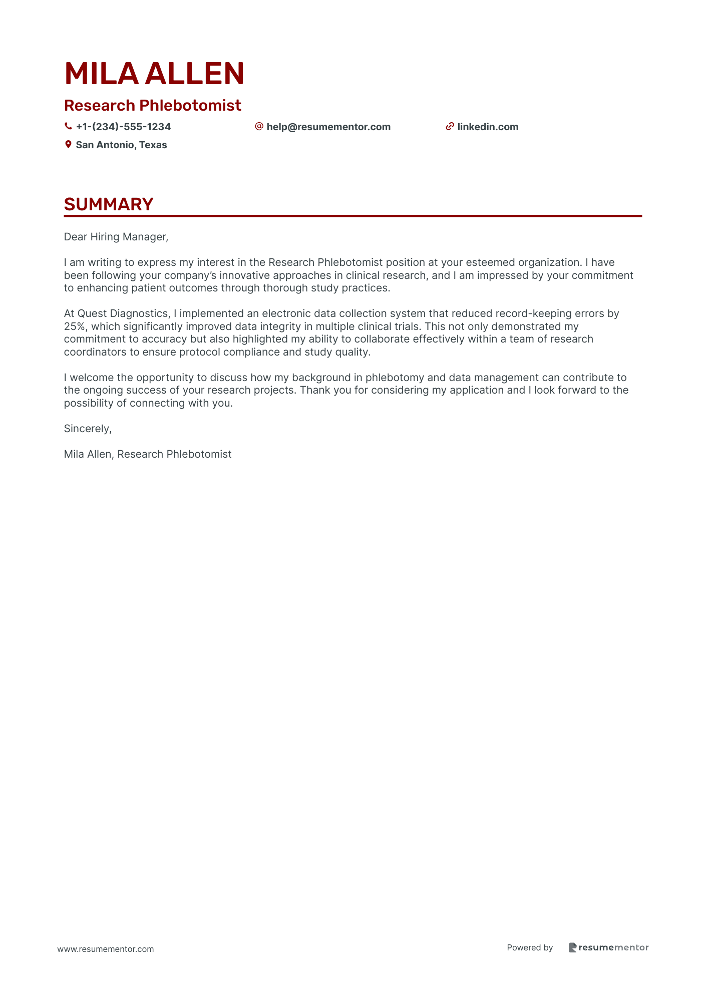 Research Phlebotomist