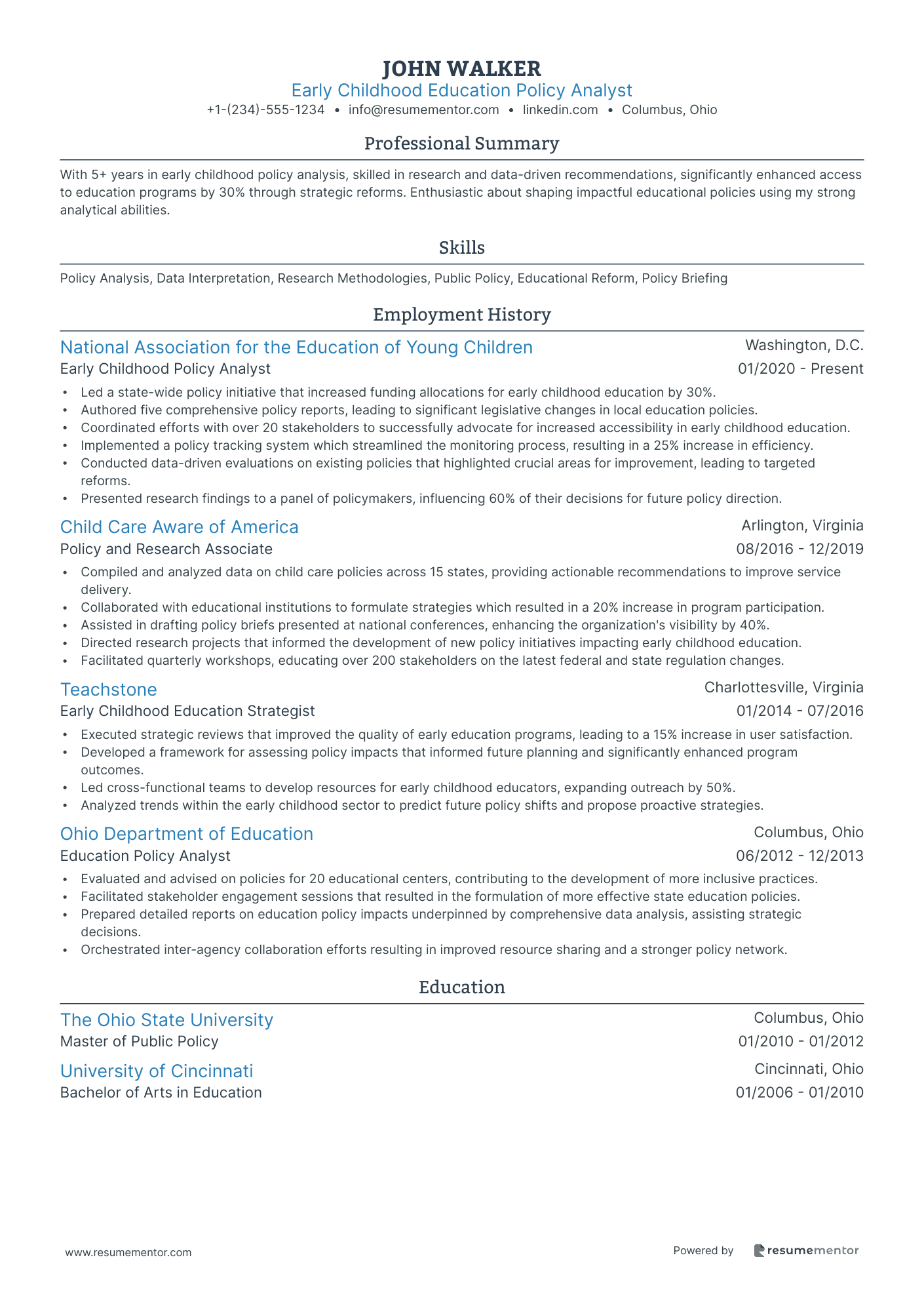 Early Childhood Education Policy Analyst