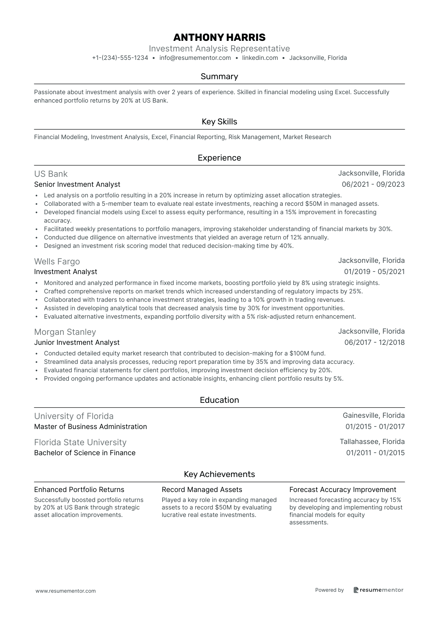 Investment Analysis Representative