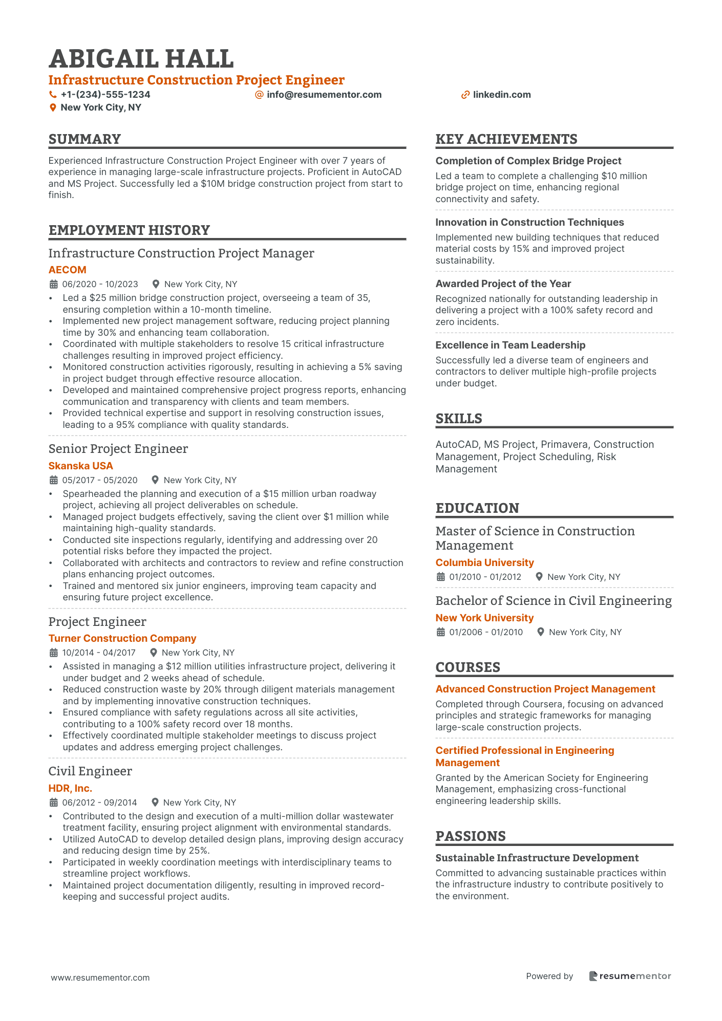 Infrastructure Construction Project Engineer