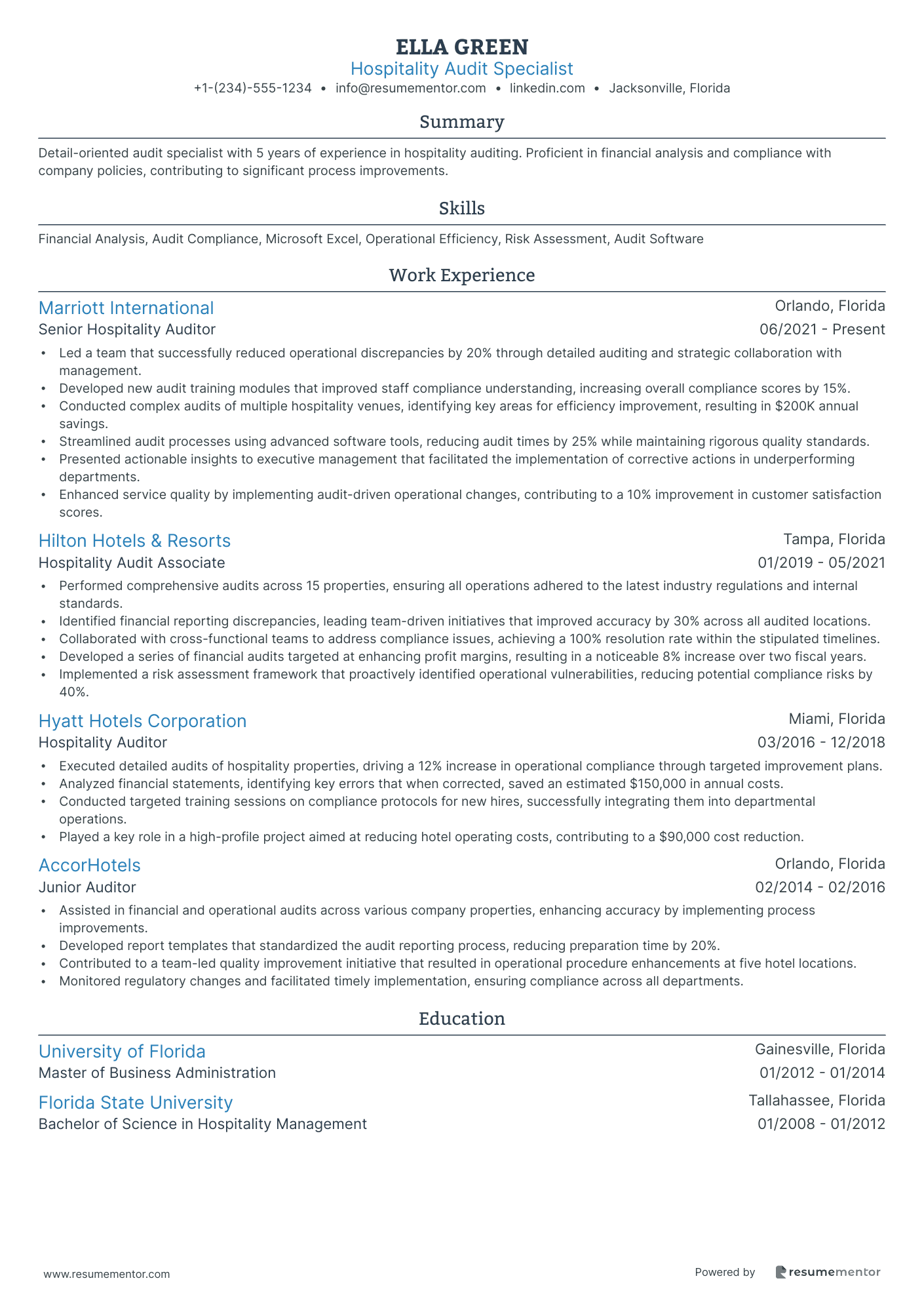 Hospitality Audit Specialist