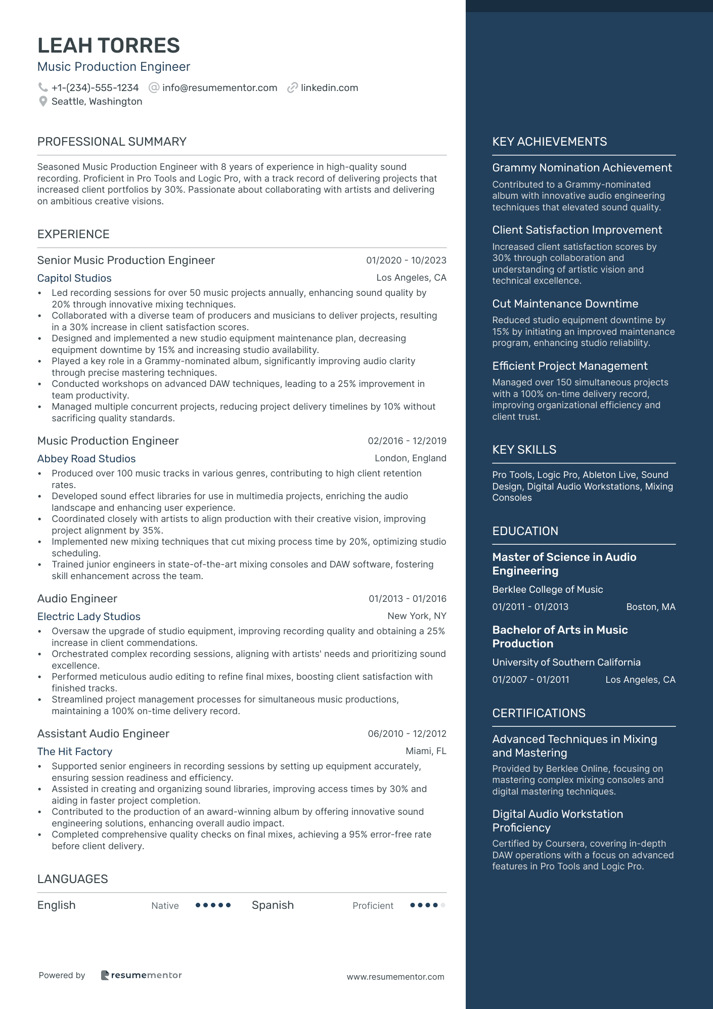 Music Production Engineer