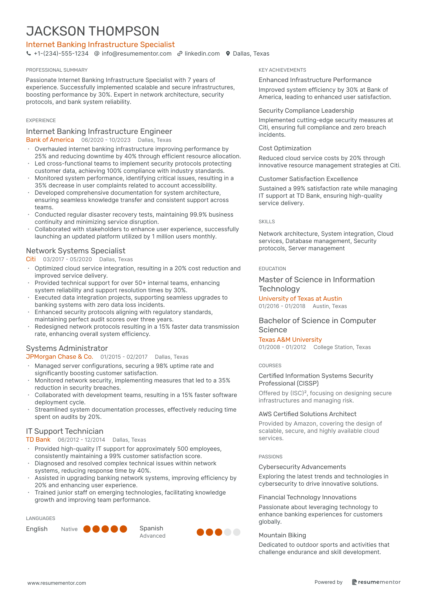 Internet Banking Infrastructure Specialist