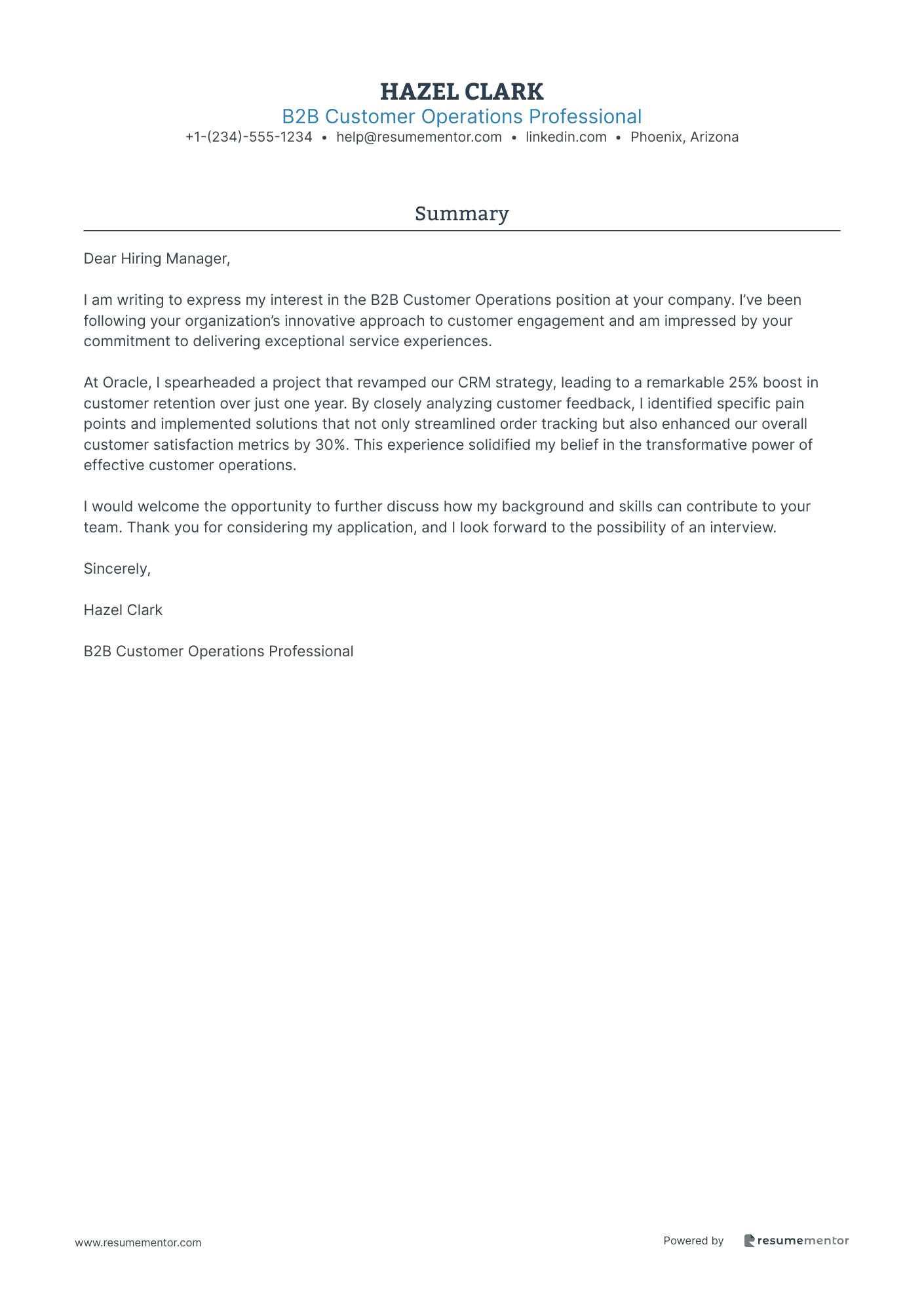 B2B Customer Operations Professional