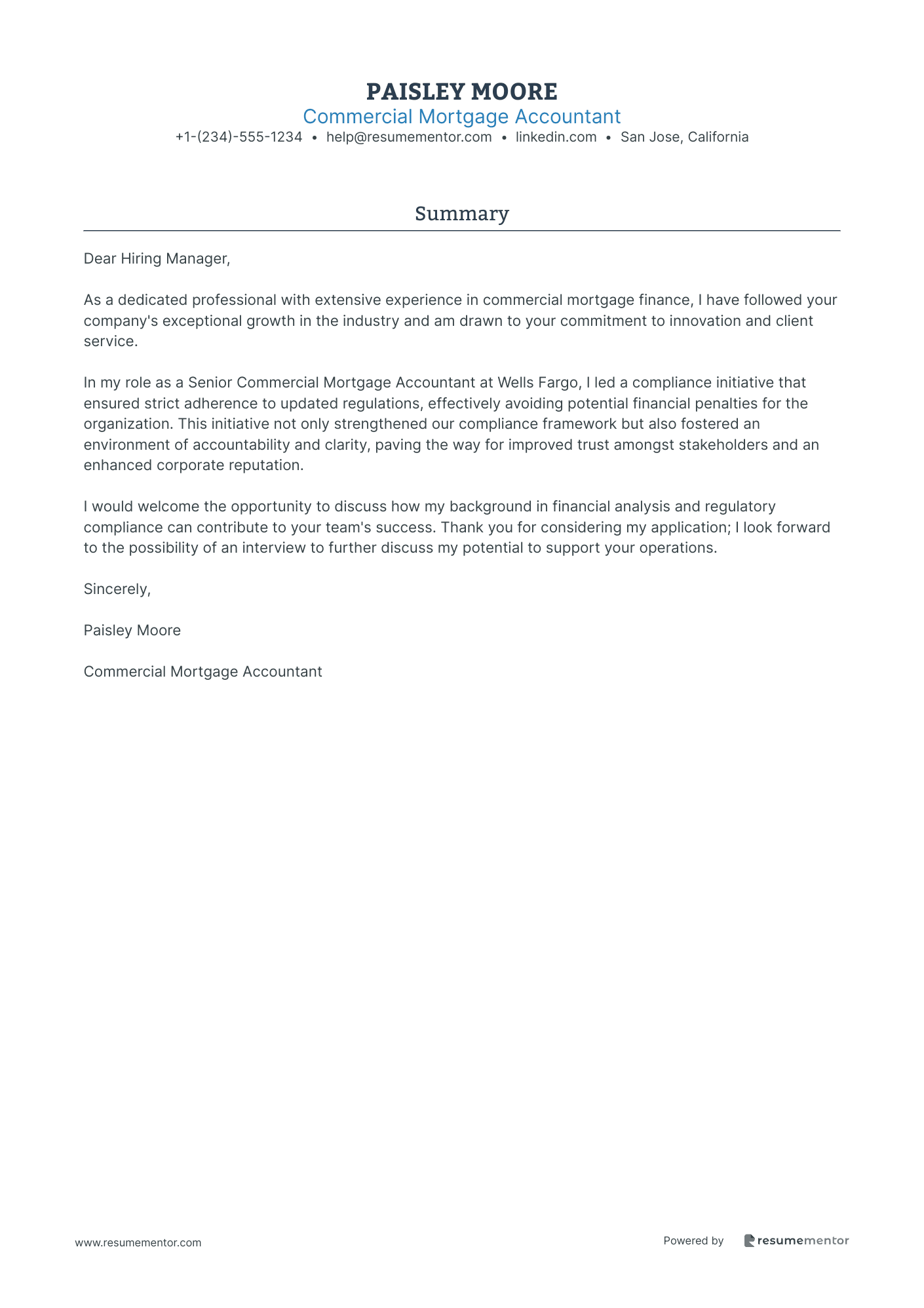 Commercial Mortgage Accountant