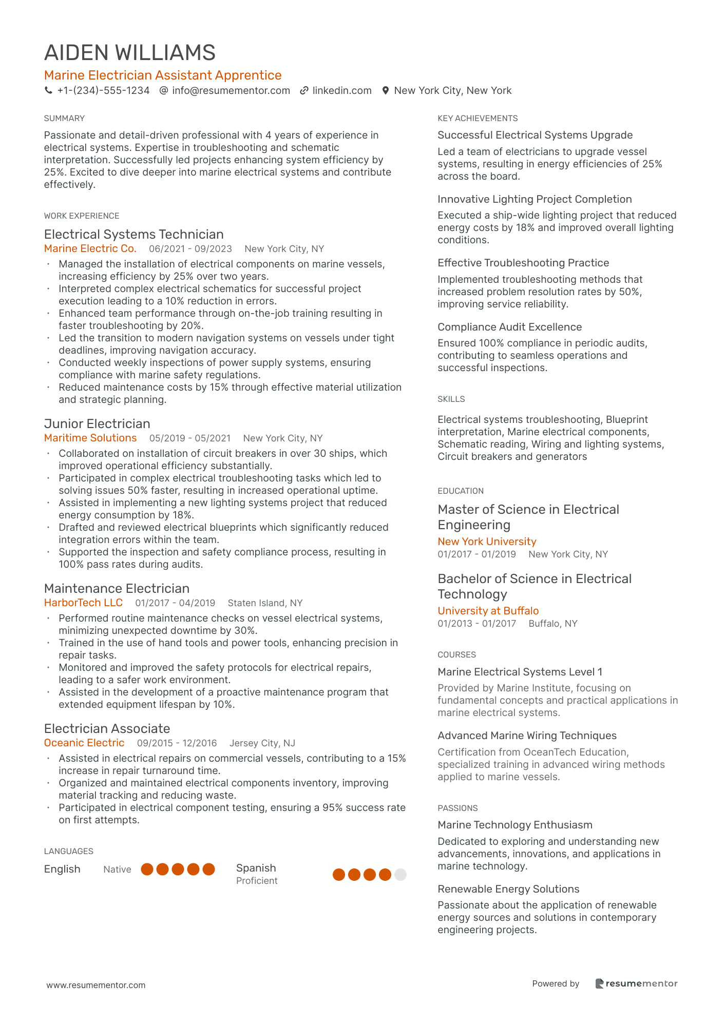 Marine Electrician Assistant Apprentice