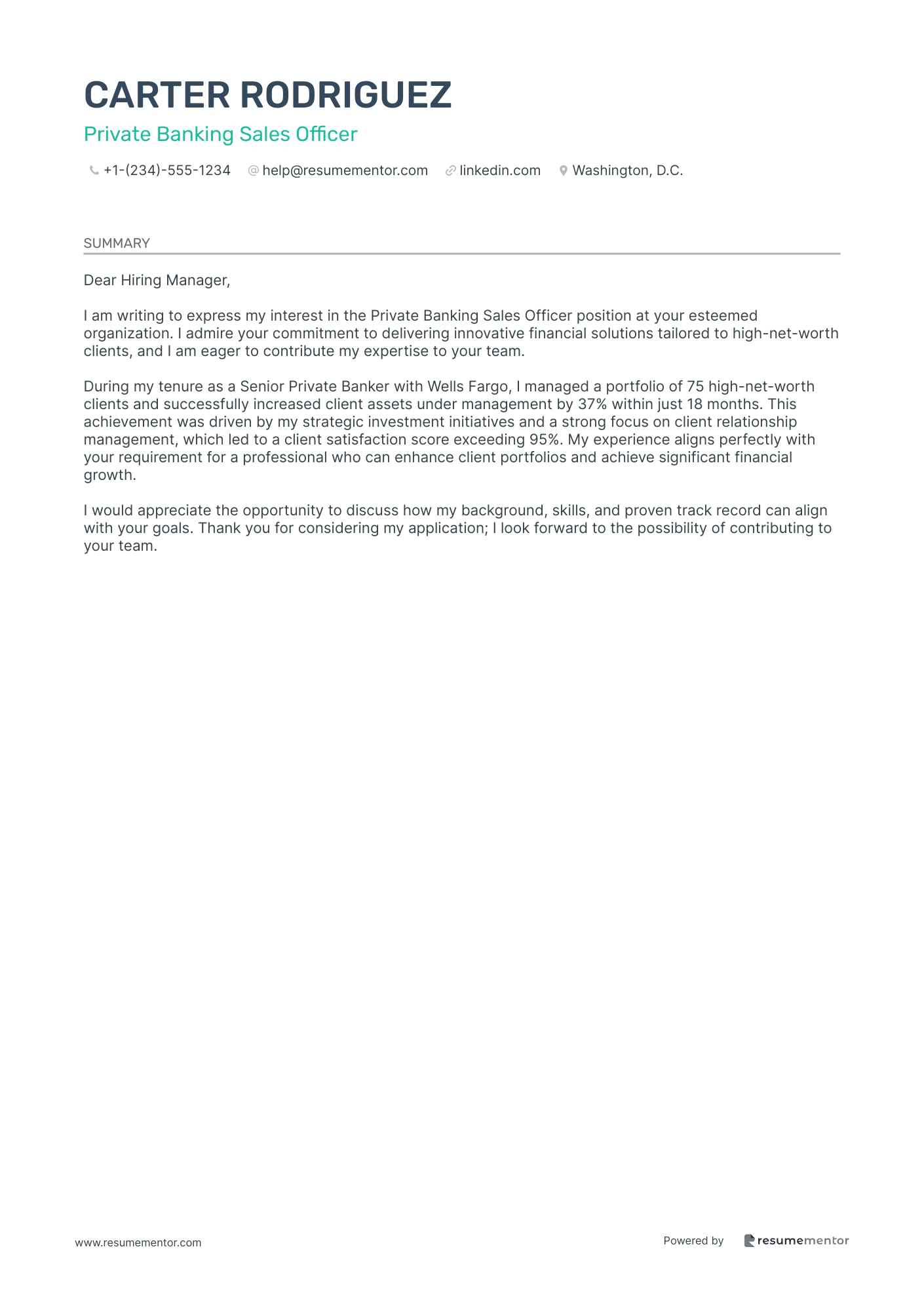 Private Banking Sales Officer