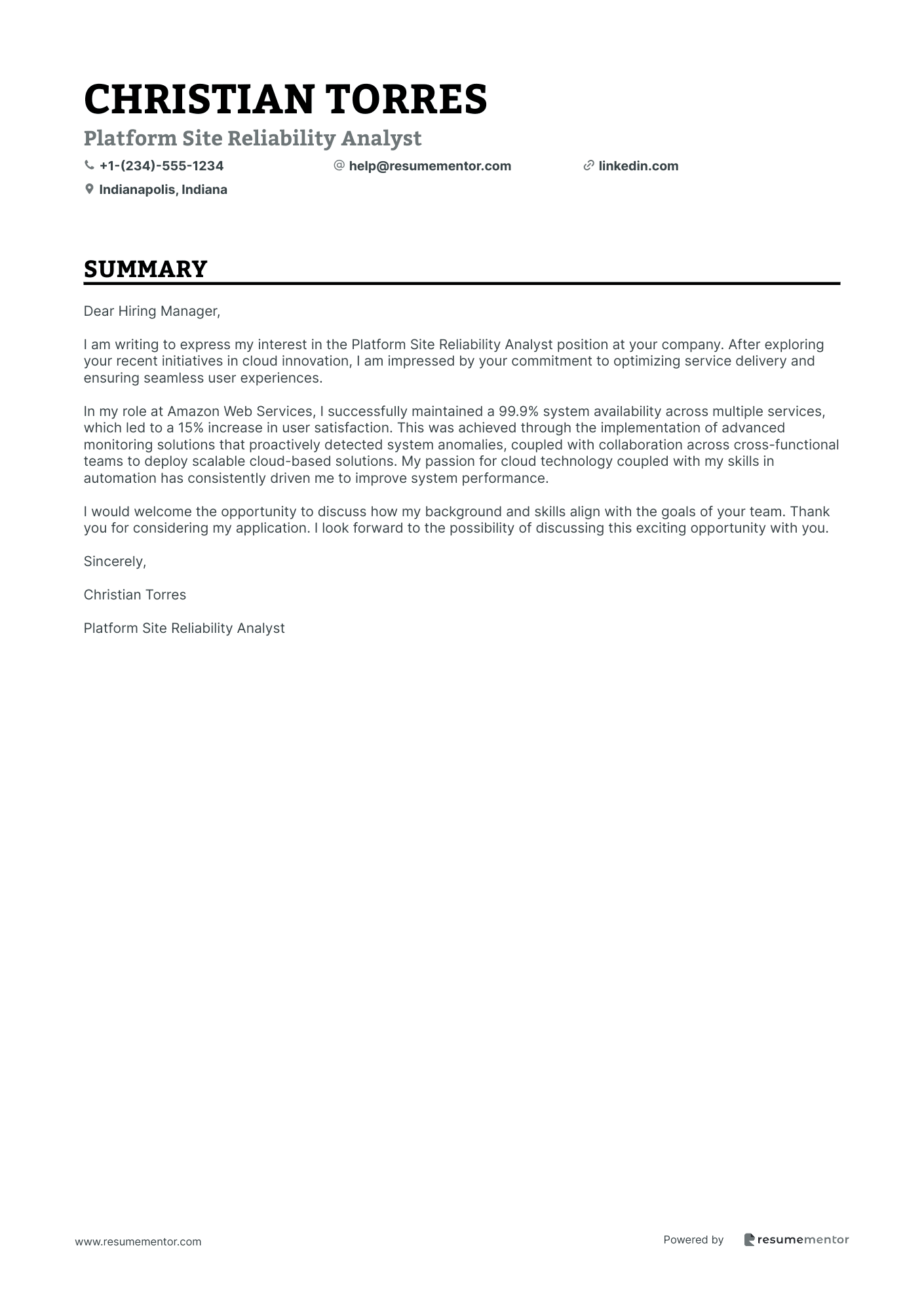 Platform Site Reliability Analyst
