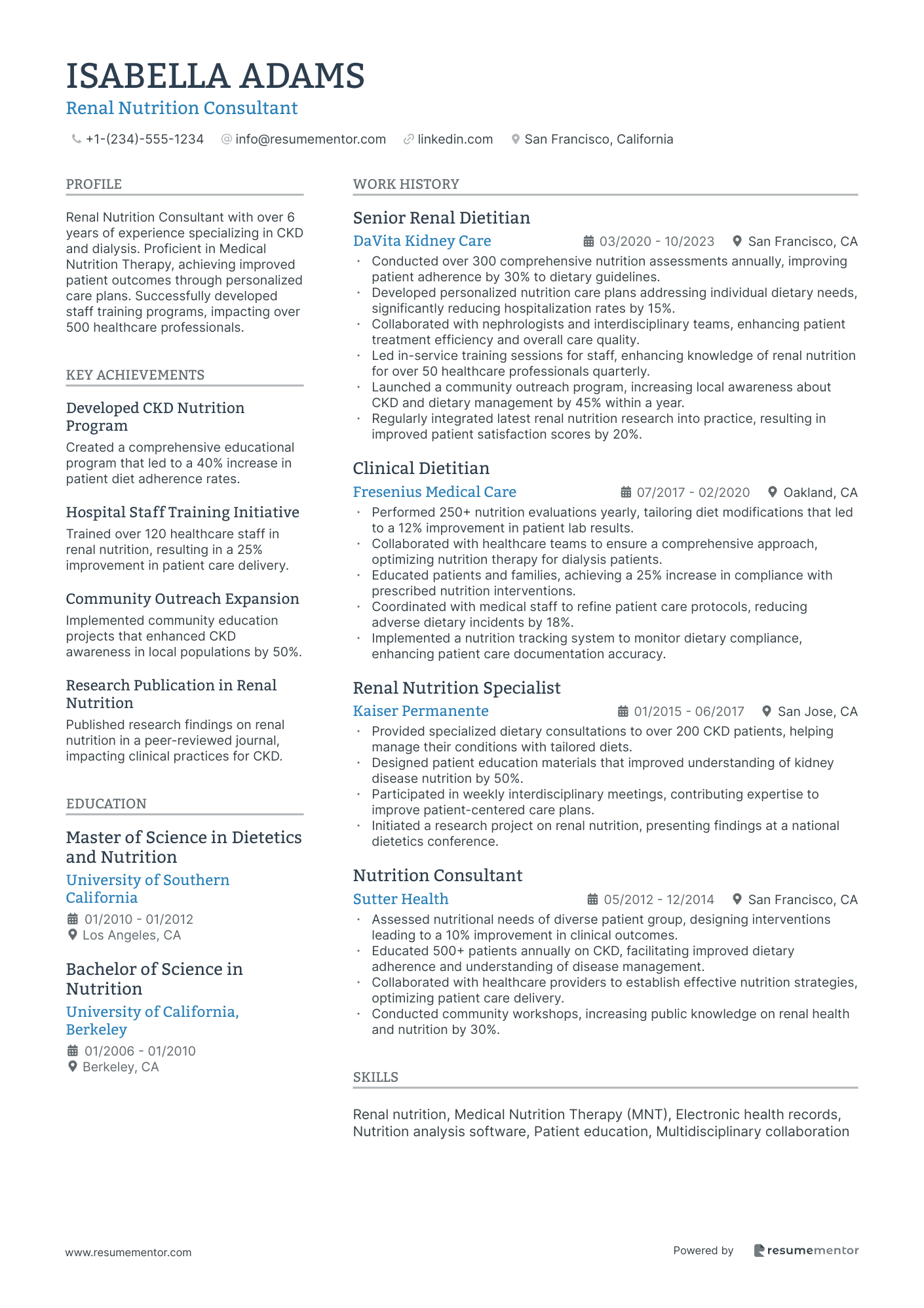 Renal Nutrition Consultant