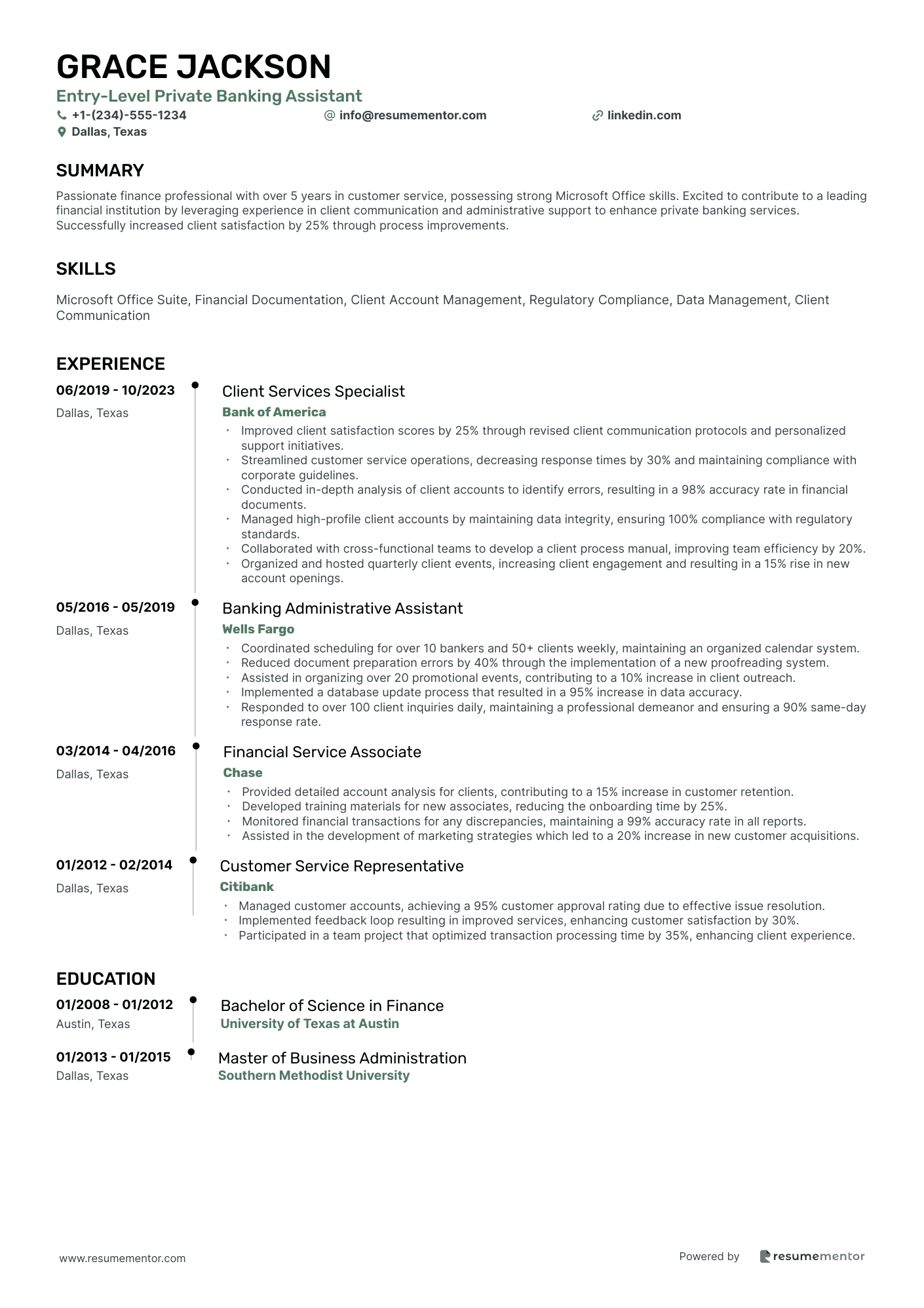 Entry Level Private Banking Assistant