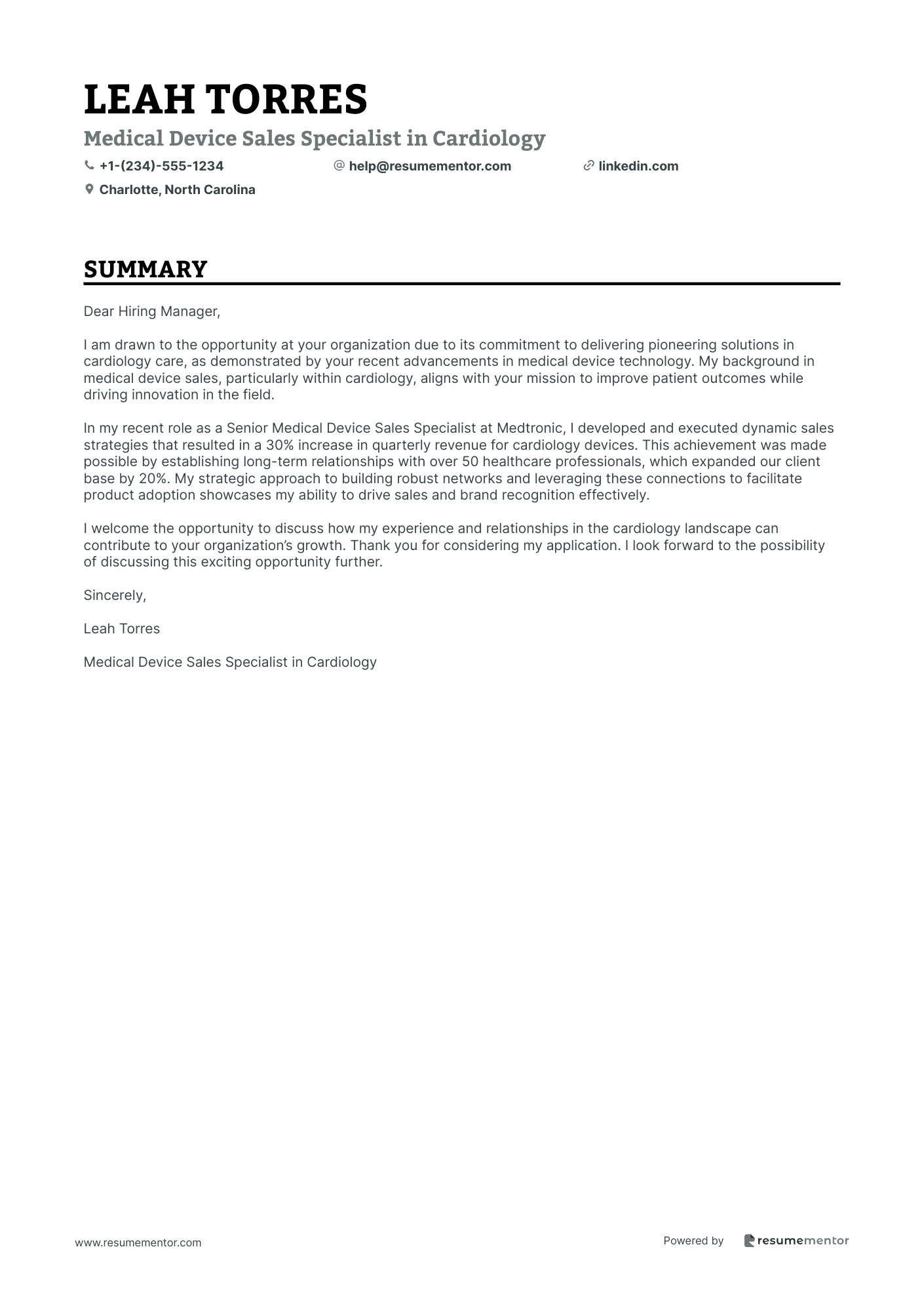 Medical Device Sales Specialist in Cardiology