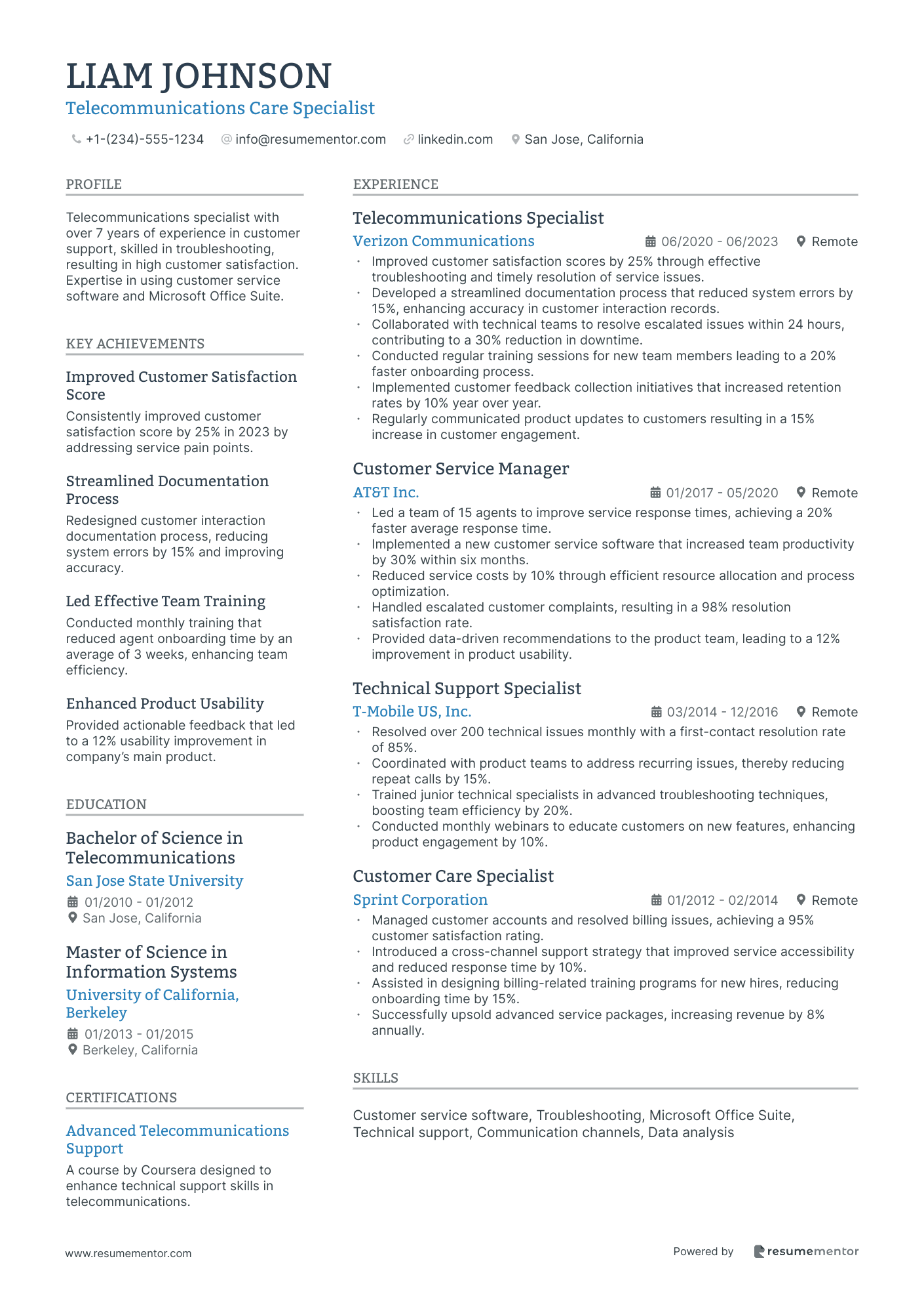 Telecommunications Care Specialist