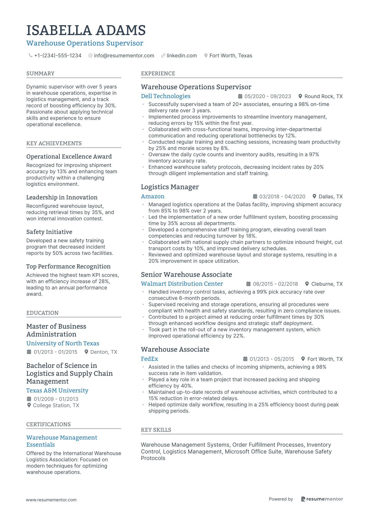 Warehouse Operations Supervisor