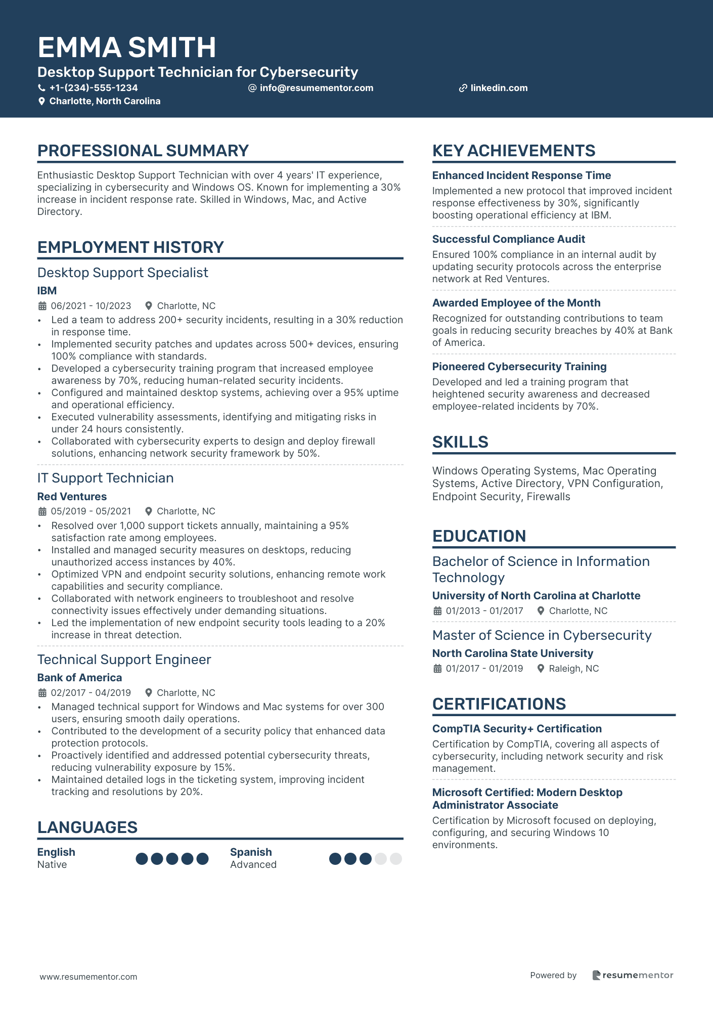 Desktop Support Technician for Cybersecurity