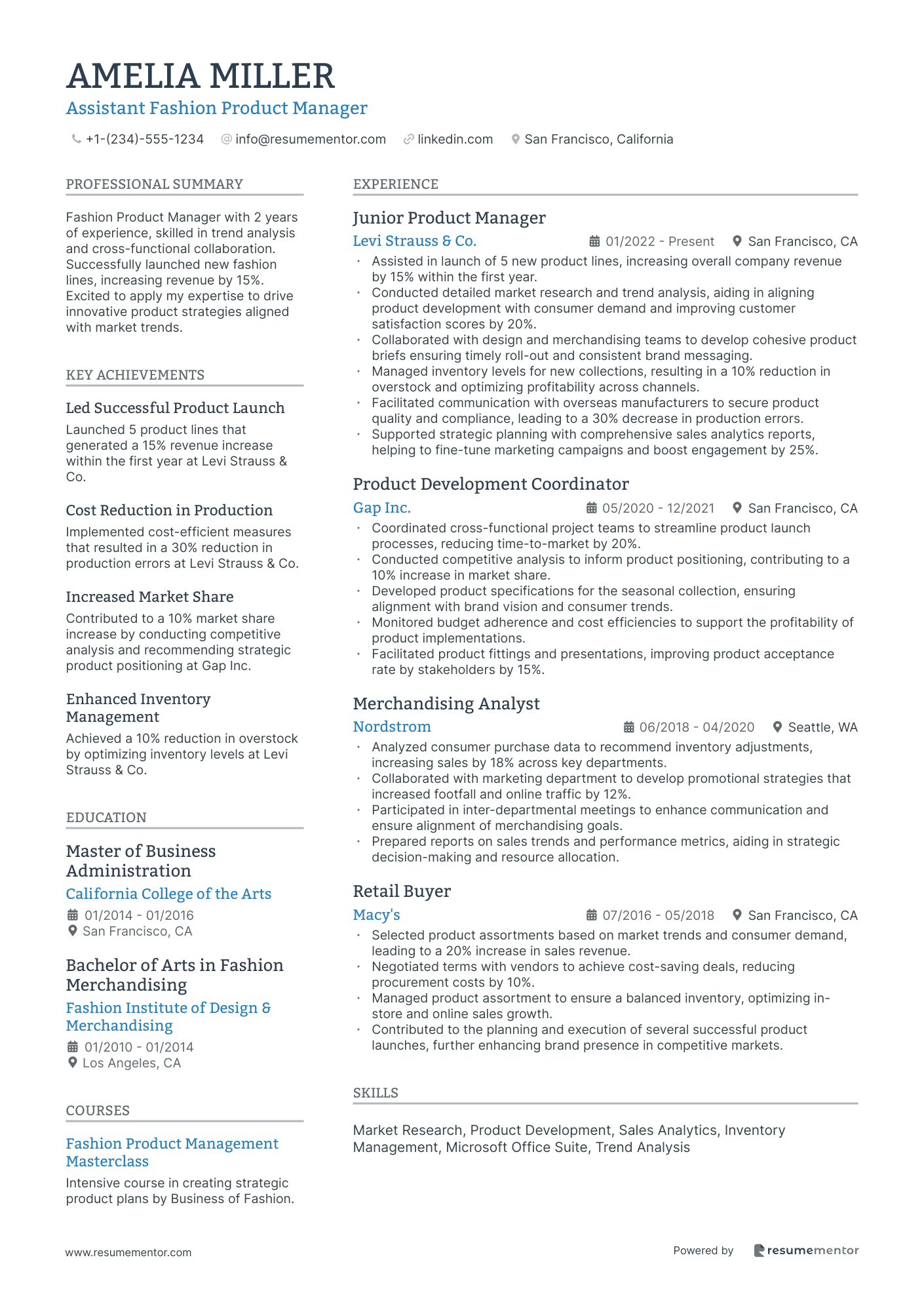 Assistant Fashion Product Manager