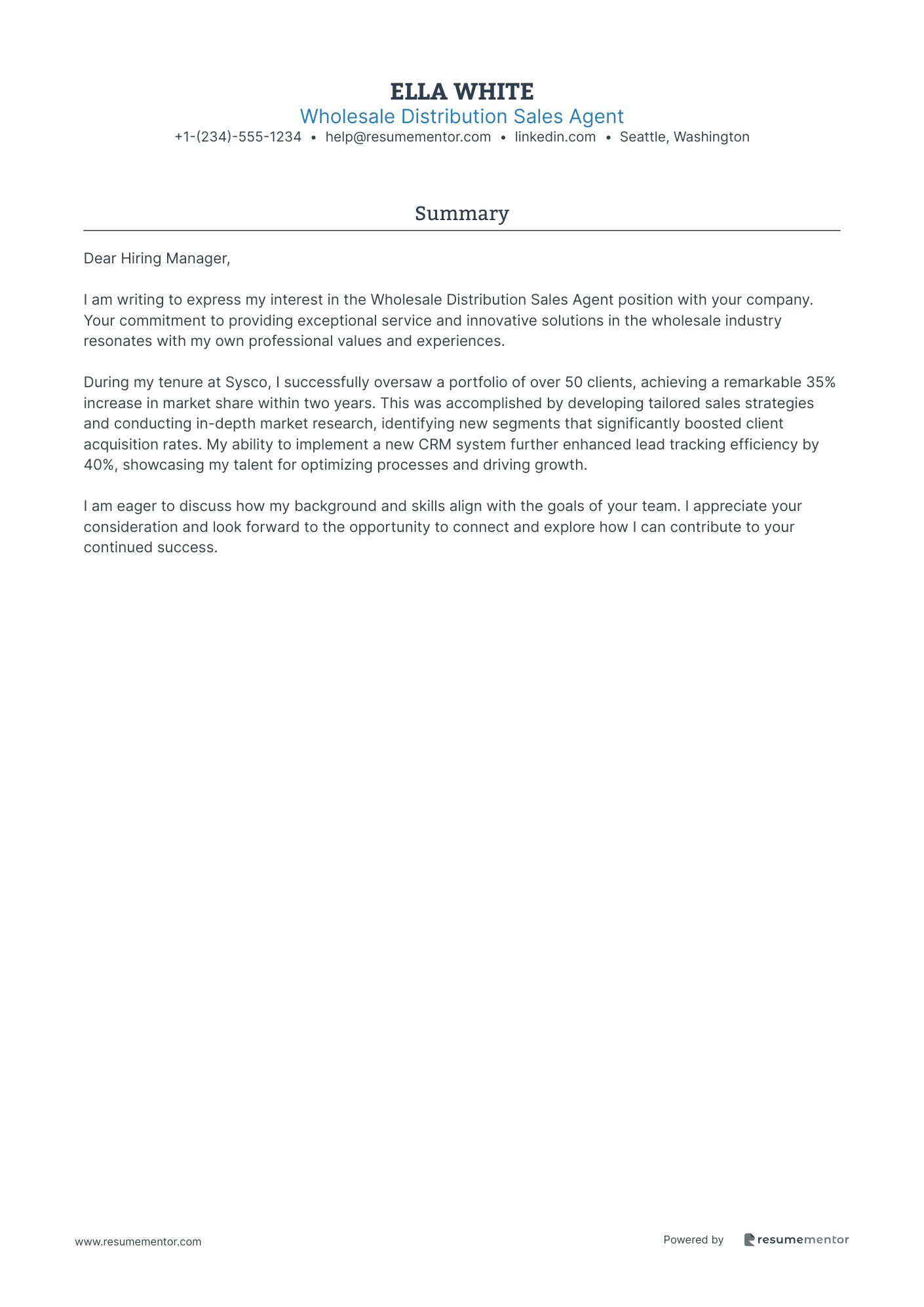 Wholesale Distribution Sales Agent