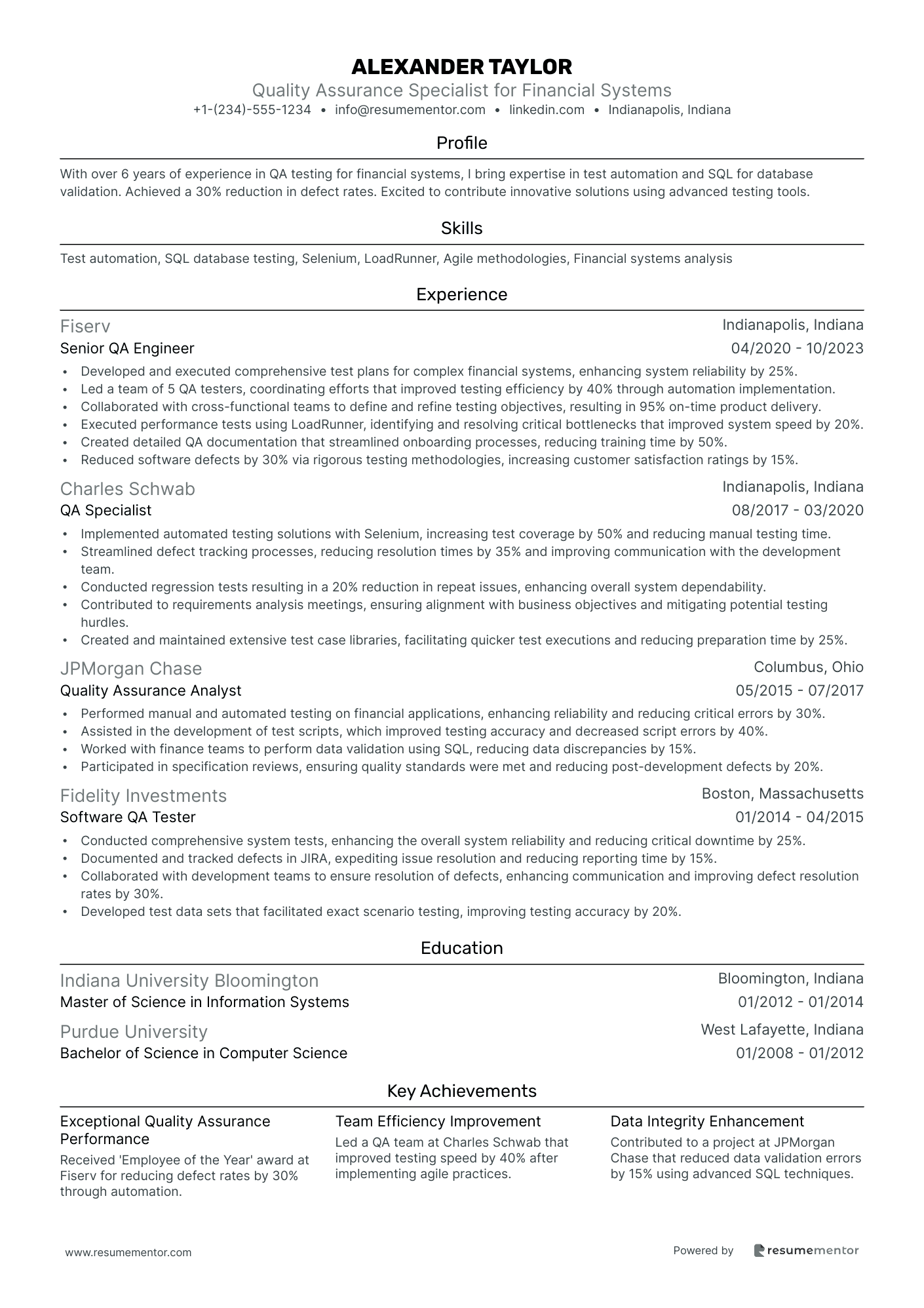 Quality Assurance Specialist for Financial Systems