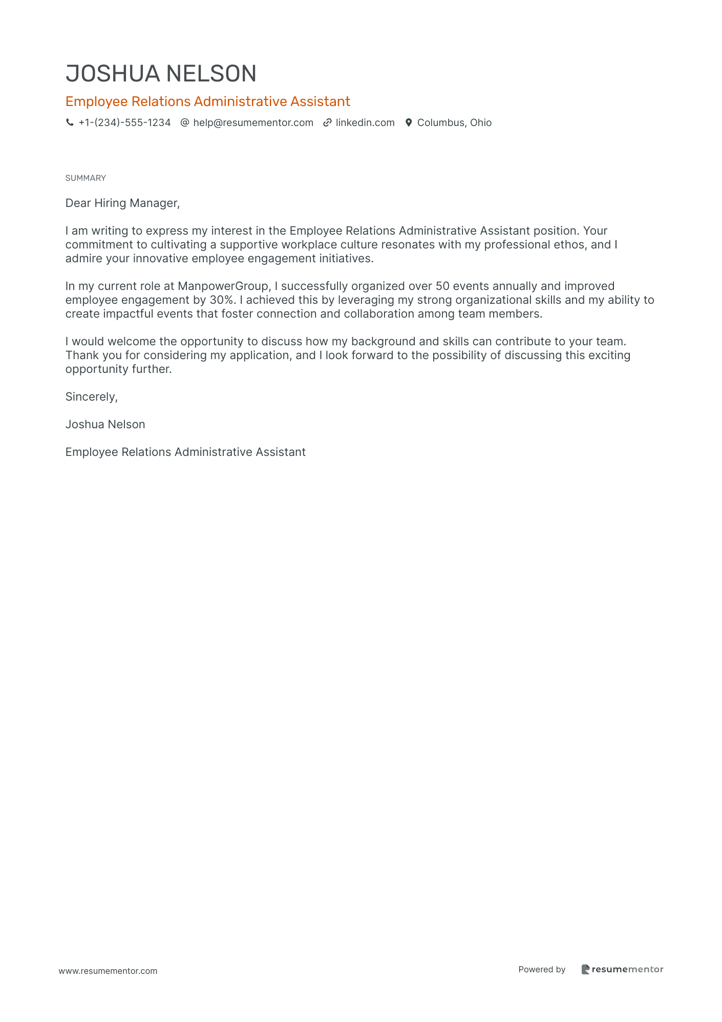 Employee Relations Administrative Assistant