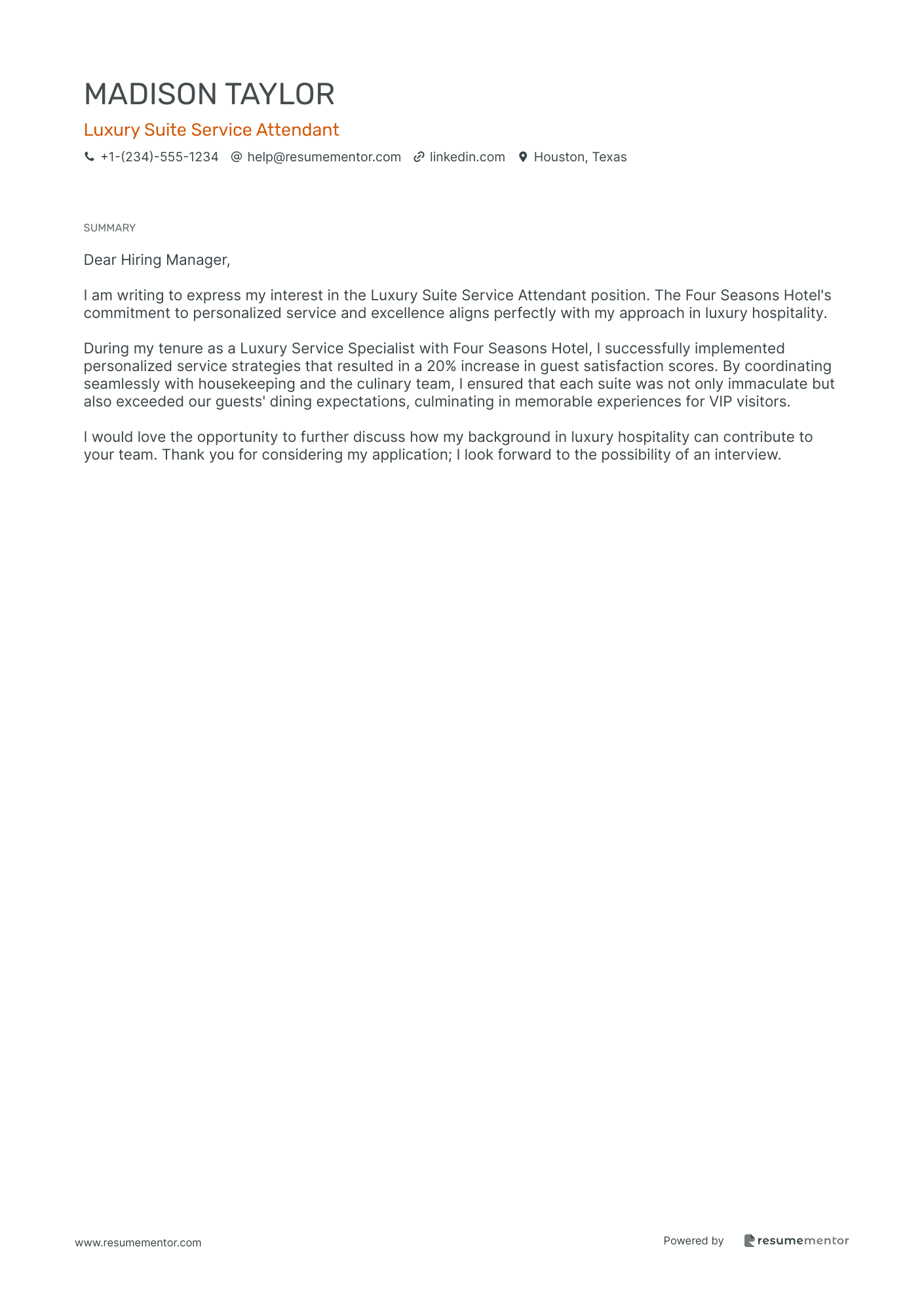 Luxury Suite Service Attendant