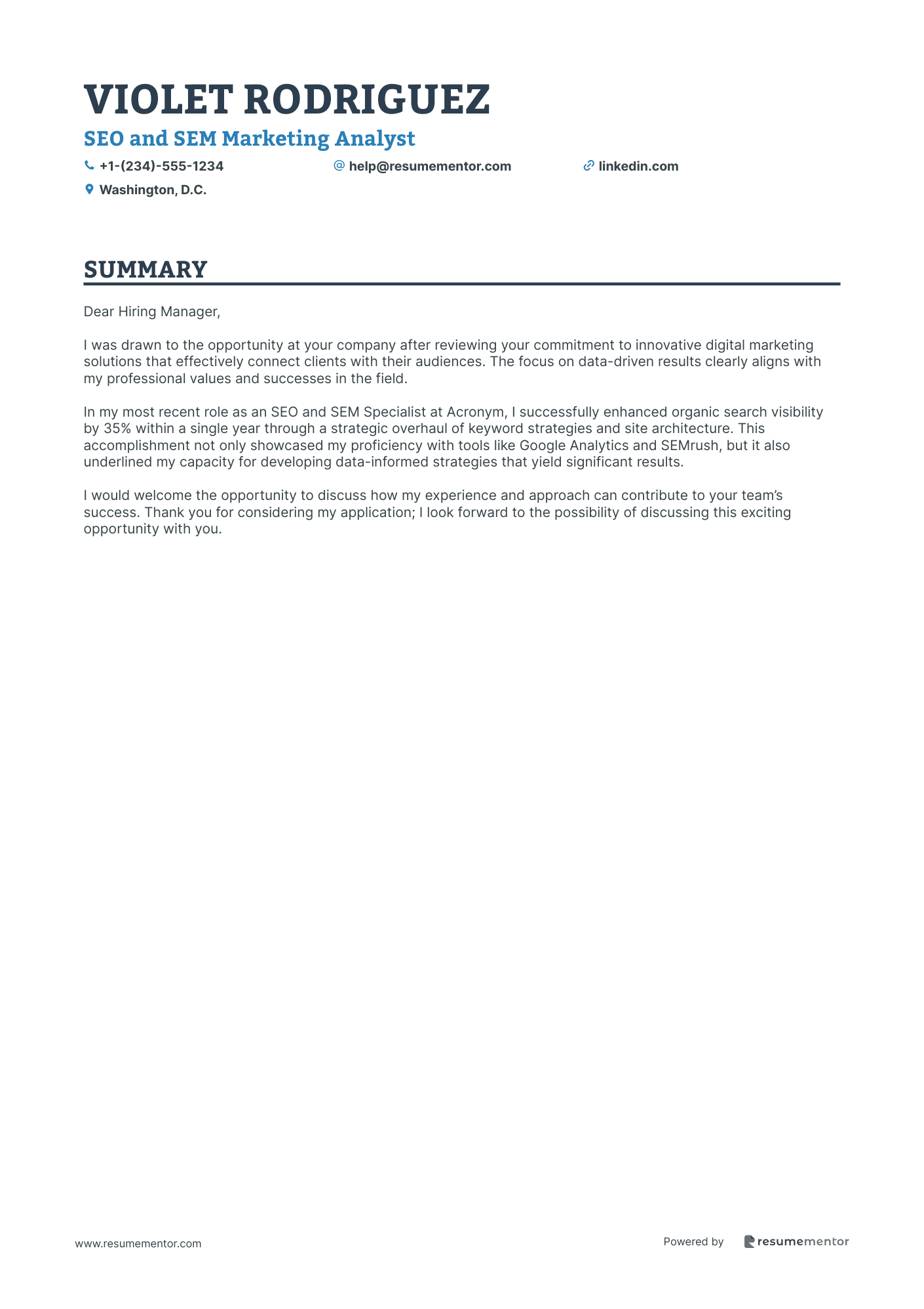 SEO and SEM Marketing Analyst