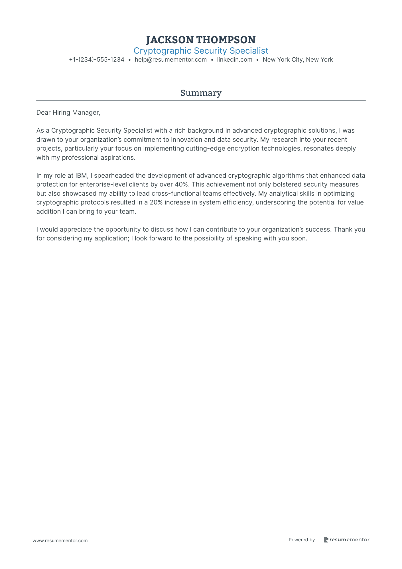 Cryptographic Security Specialist