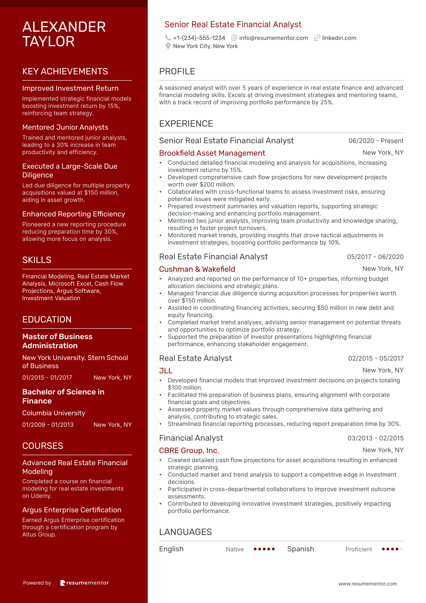 Senior Real Estate Financial Analyst