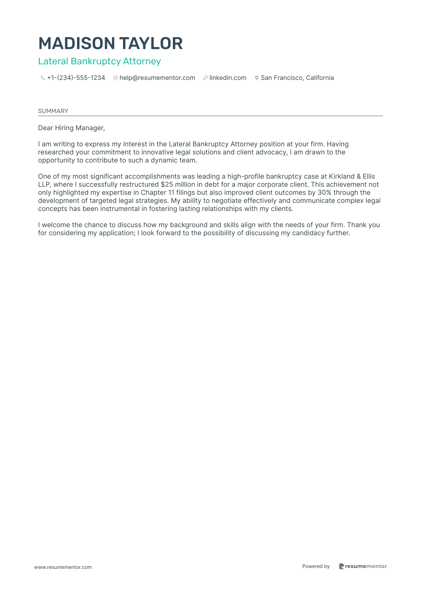 Lateral Bankruptcy Attorney
