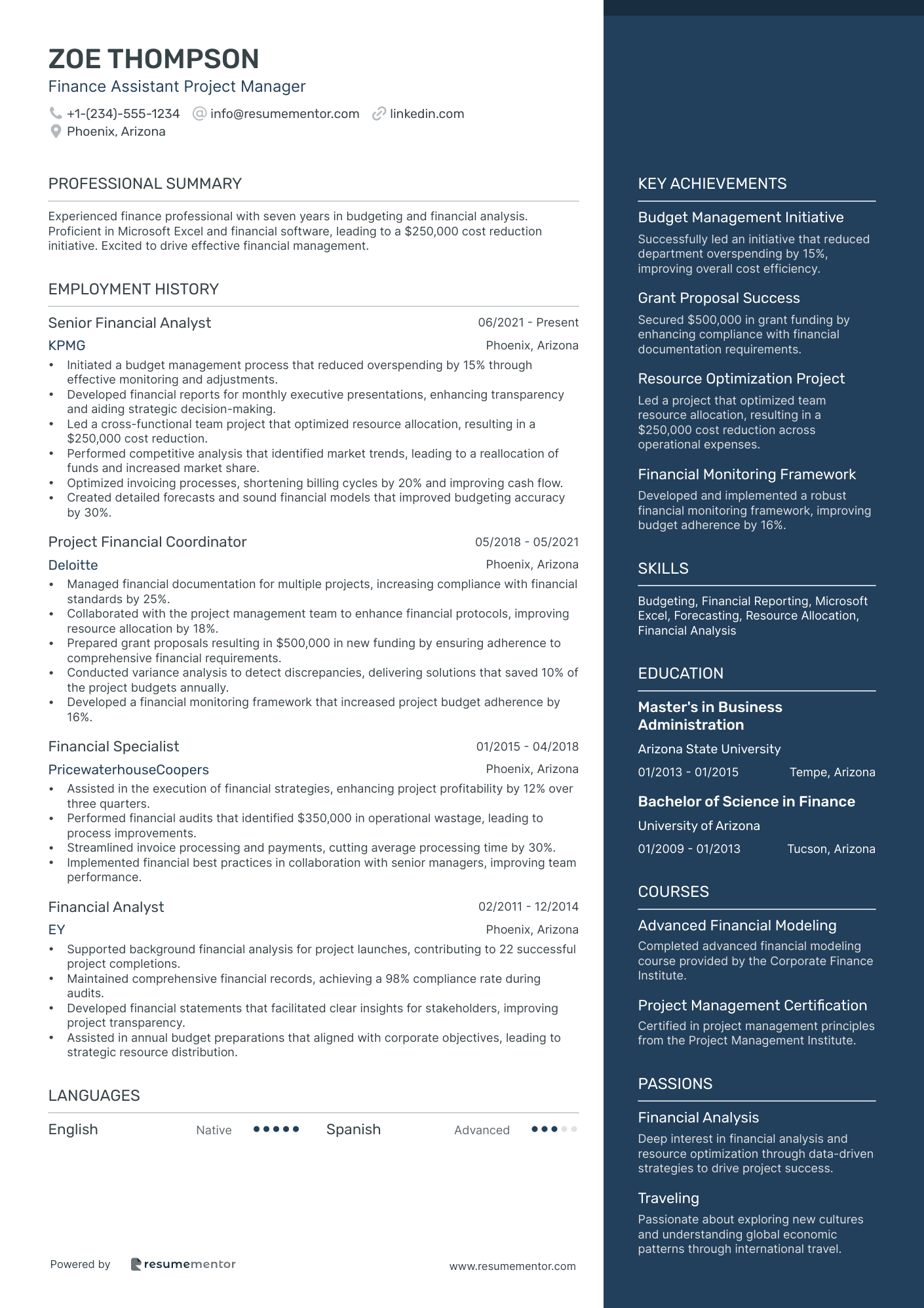 Finance Assistant Project Manager