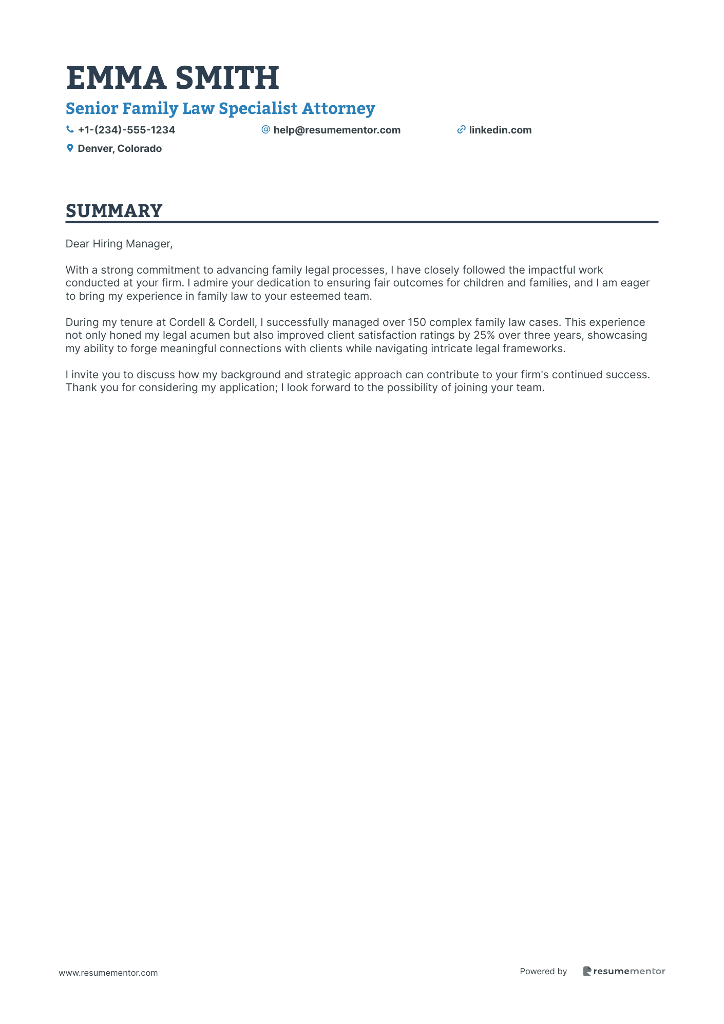 Senior Family Law Specialist Attorney